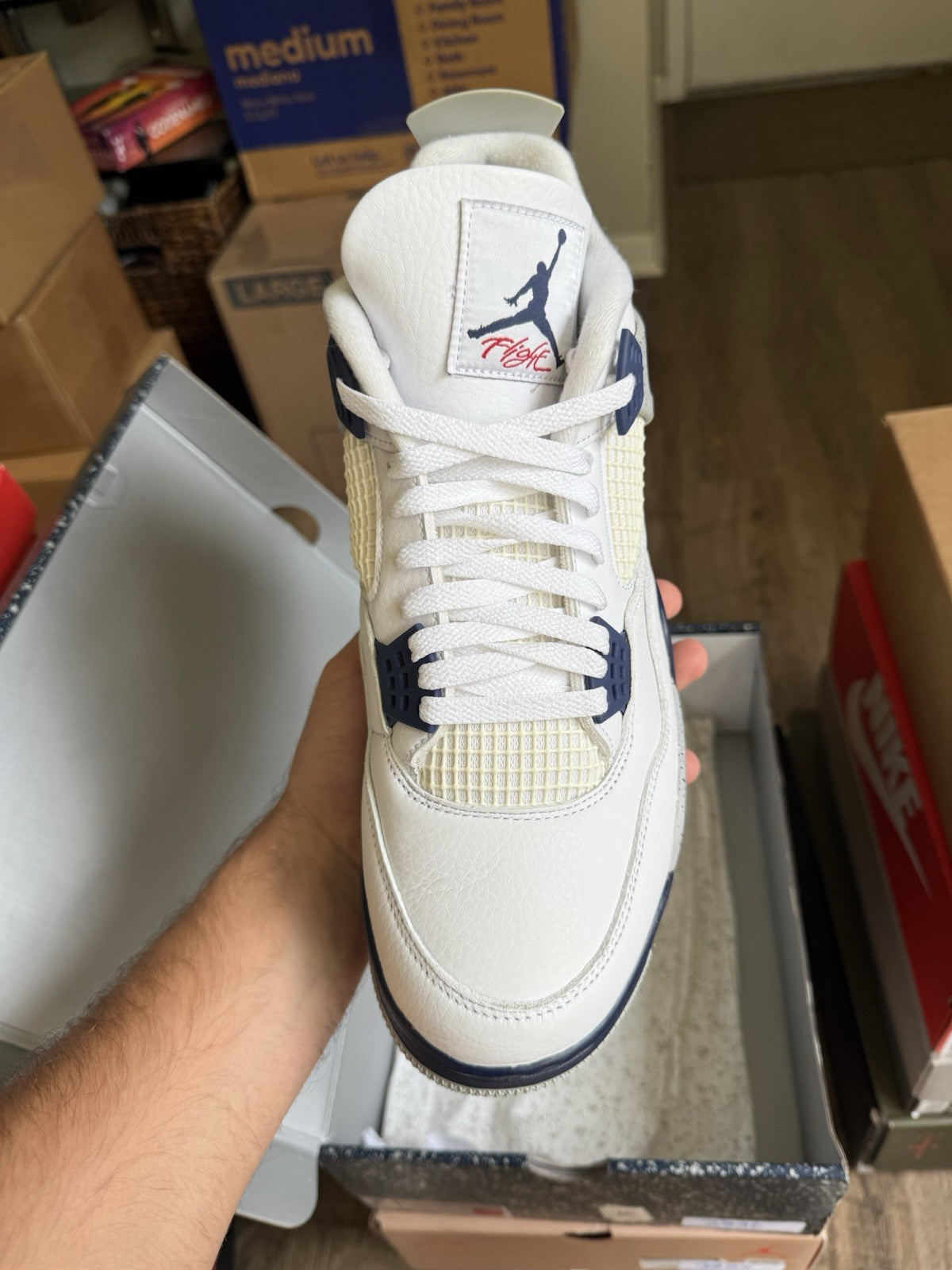 Size 13 - Jordan 4 Retro Mid Midnight Navy