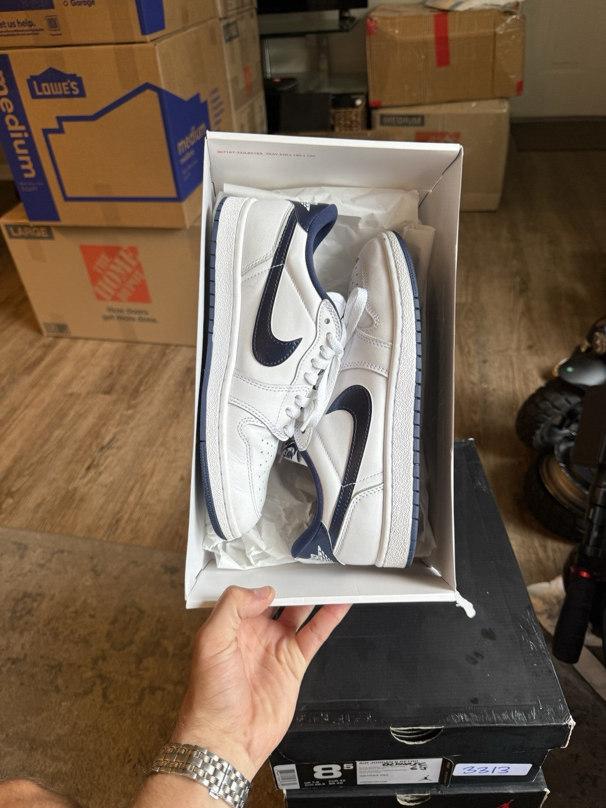 Size 8 - Nike Air Jordan 1 Low Retro ‘85 Metallic Navy White