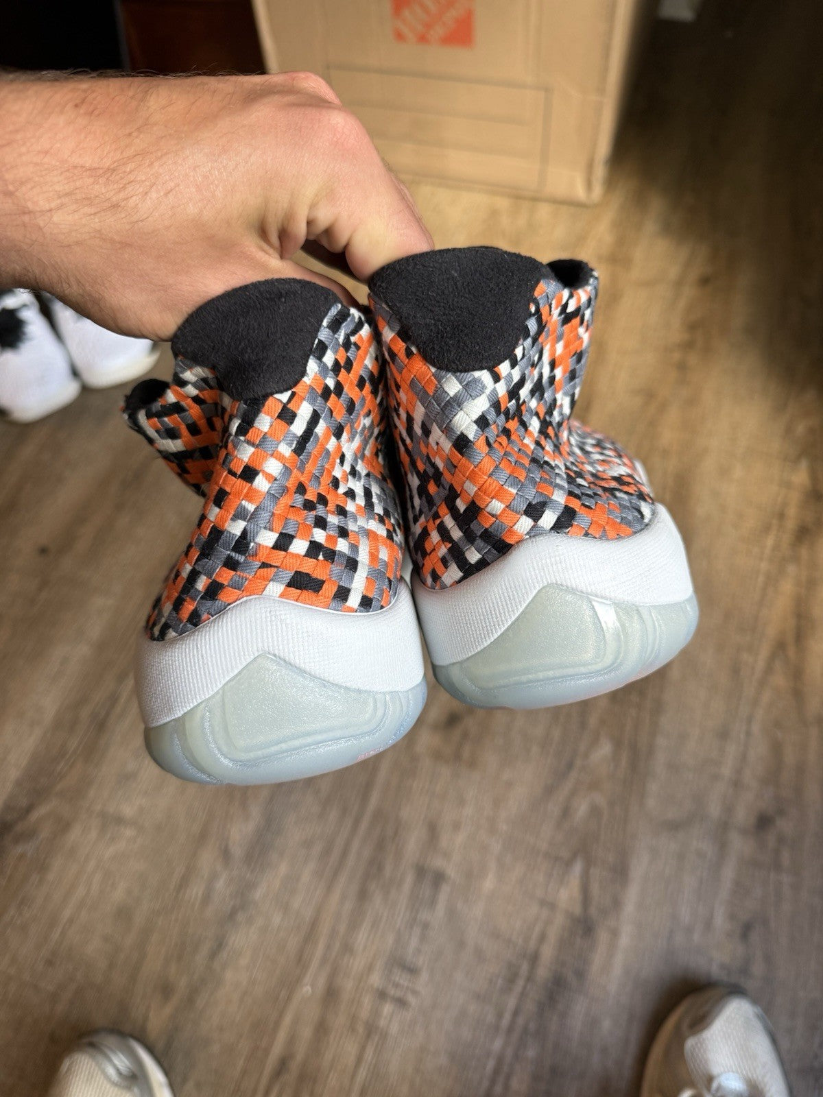Size 14 - Jordan Future Premium Easter Orange Black Suede