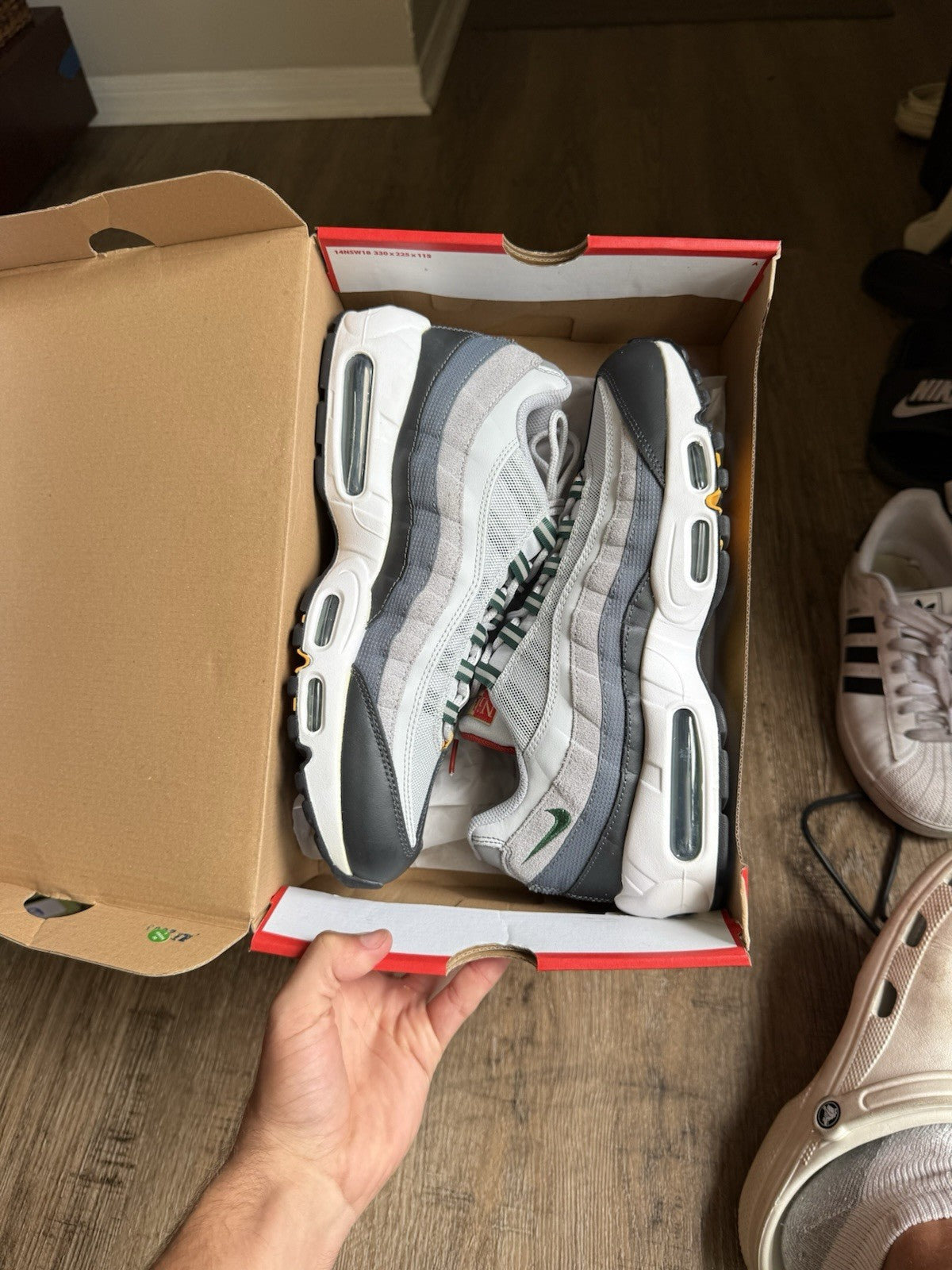 Size 11 - Air Max 95 Prep School Pure Platinum Gorge Green