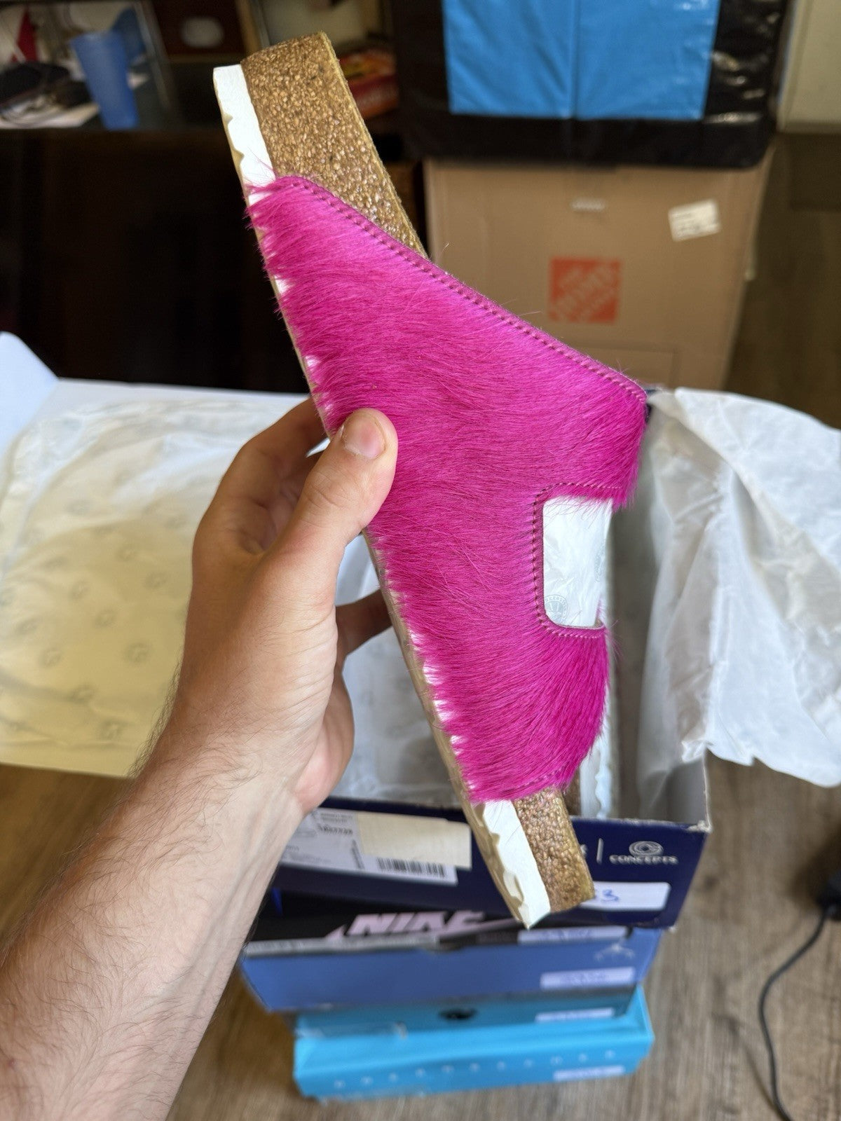 Size 13 - Birkenstock Arizona Hairy Sandal Hyper Pink Concepts (46EU)
