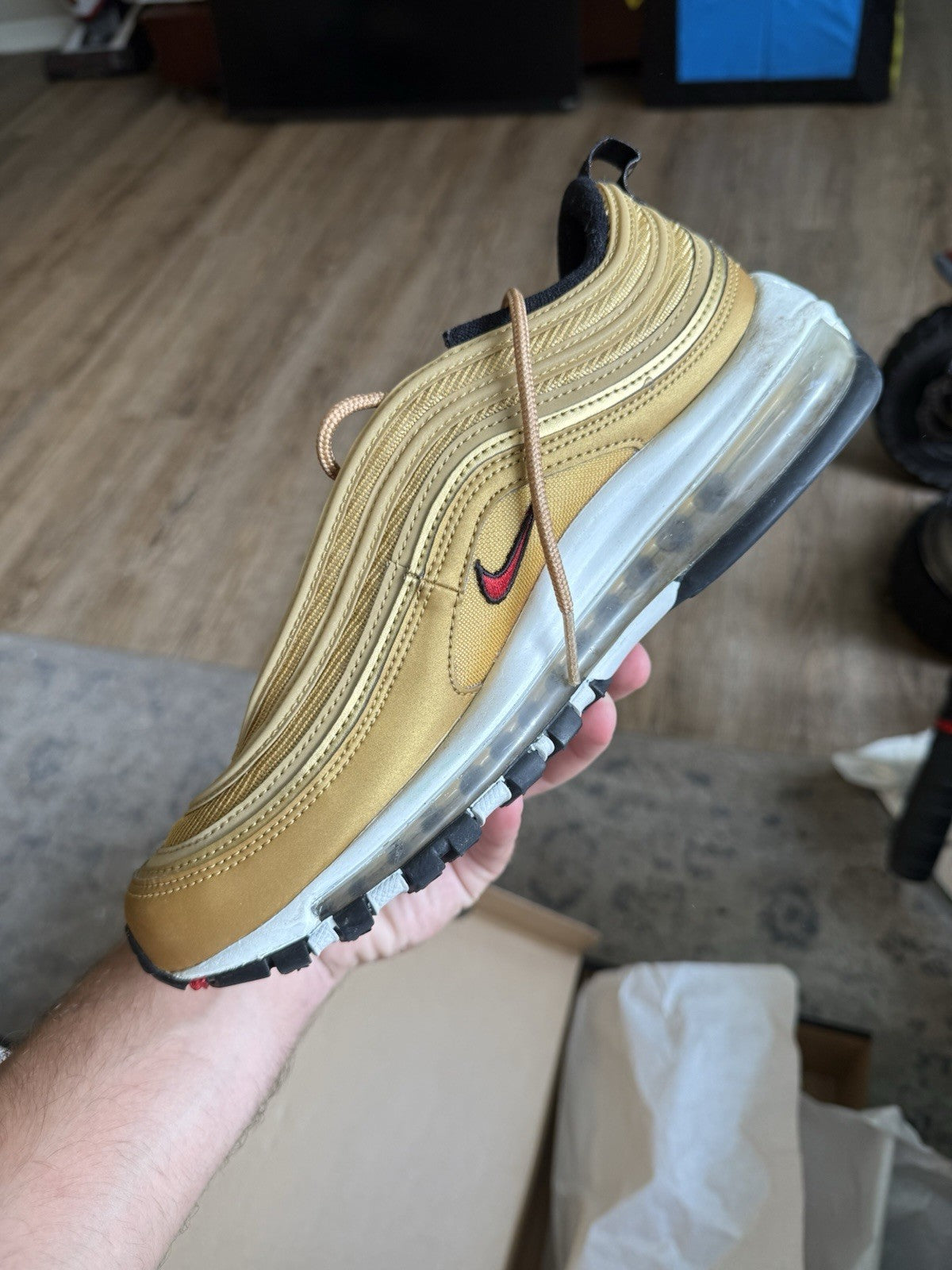 Size 9.5W/8M - Nike Air Max 97 OG Metallic Gold
