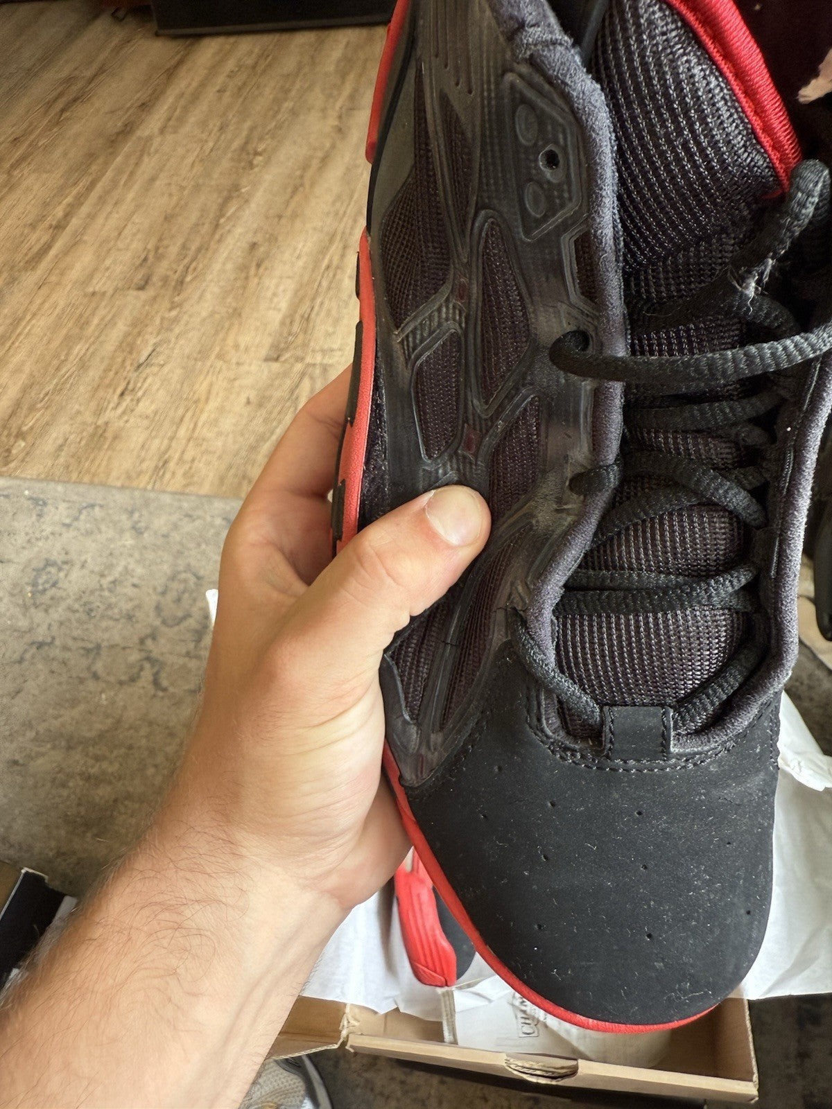 Size 8.5 - Nike Air Max Pillar Black Sport Red Basketball (SEPERATION)