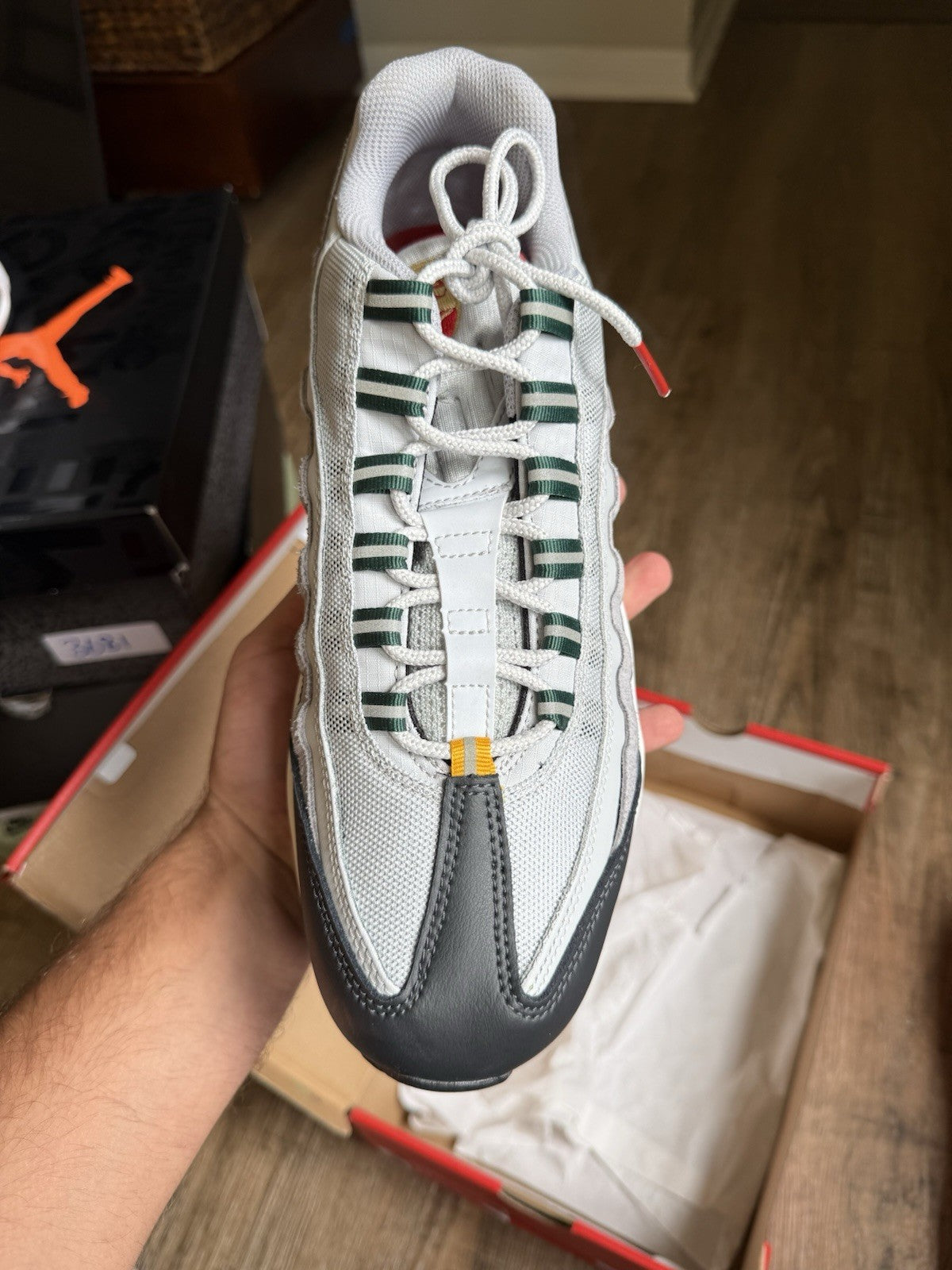 Size 11 - Air Max 95 Prep School Pure Platinum Gorge Green
