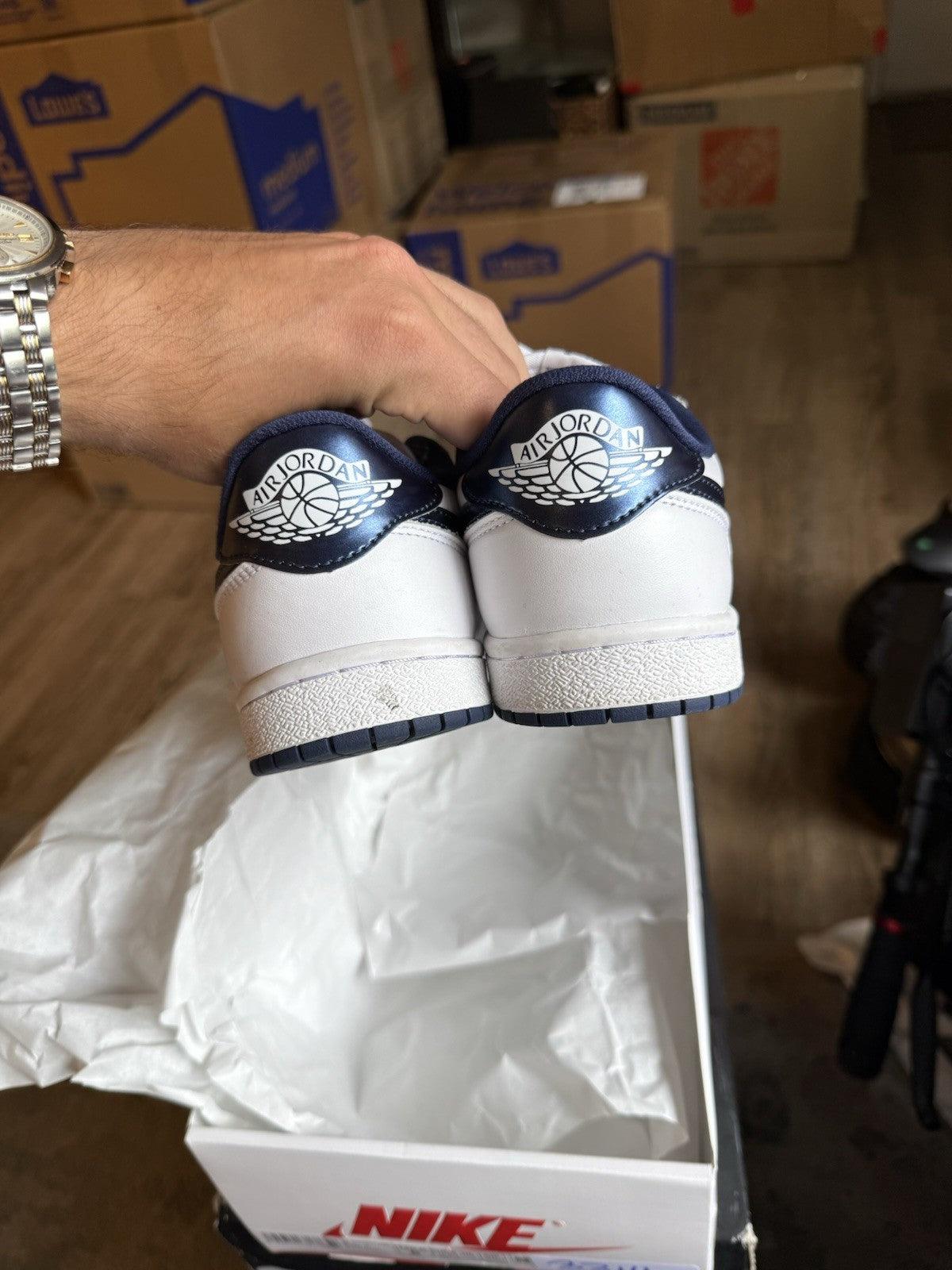 Size 8 - Nike Air Jordan 1 Low Retro ‘85 Metallic Navy White