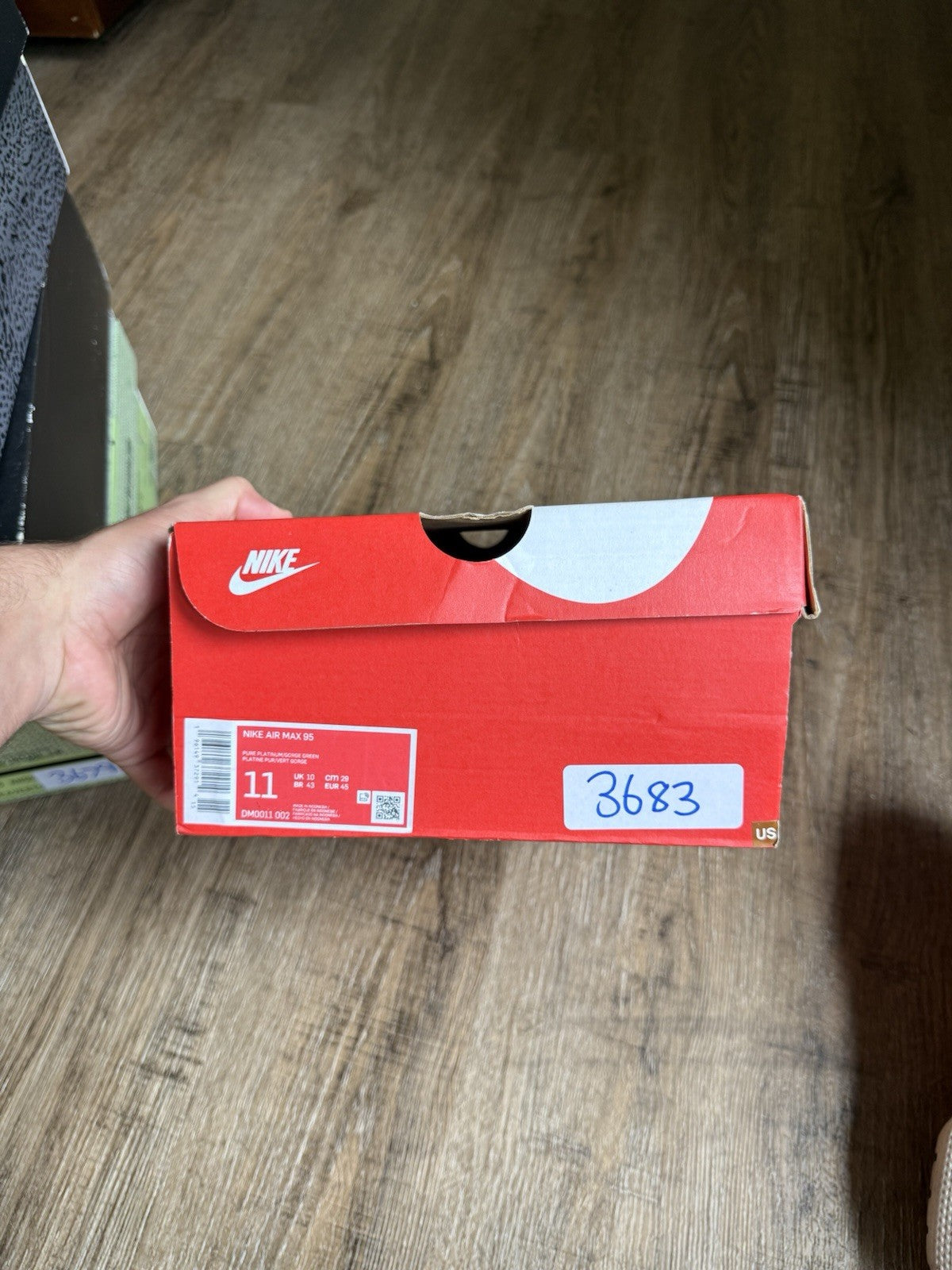 Size 11 - Air Max 95 Prep School Pure Platinum Gorge Green