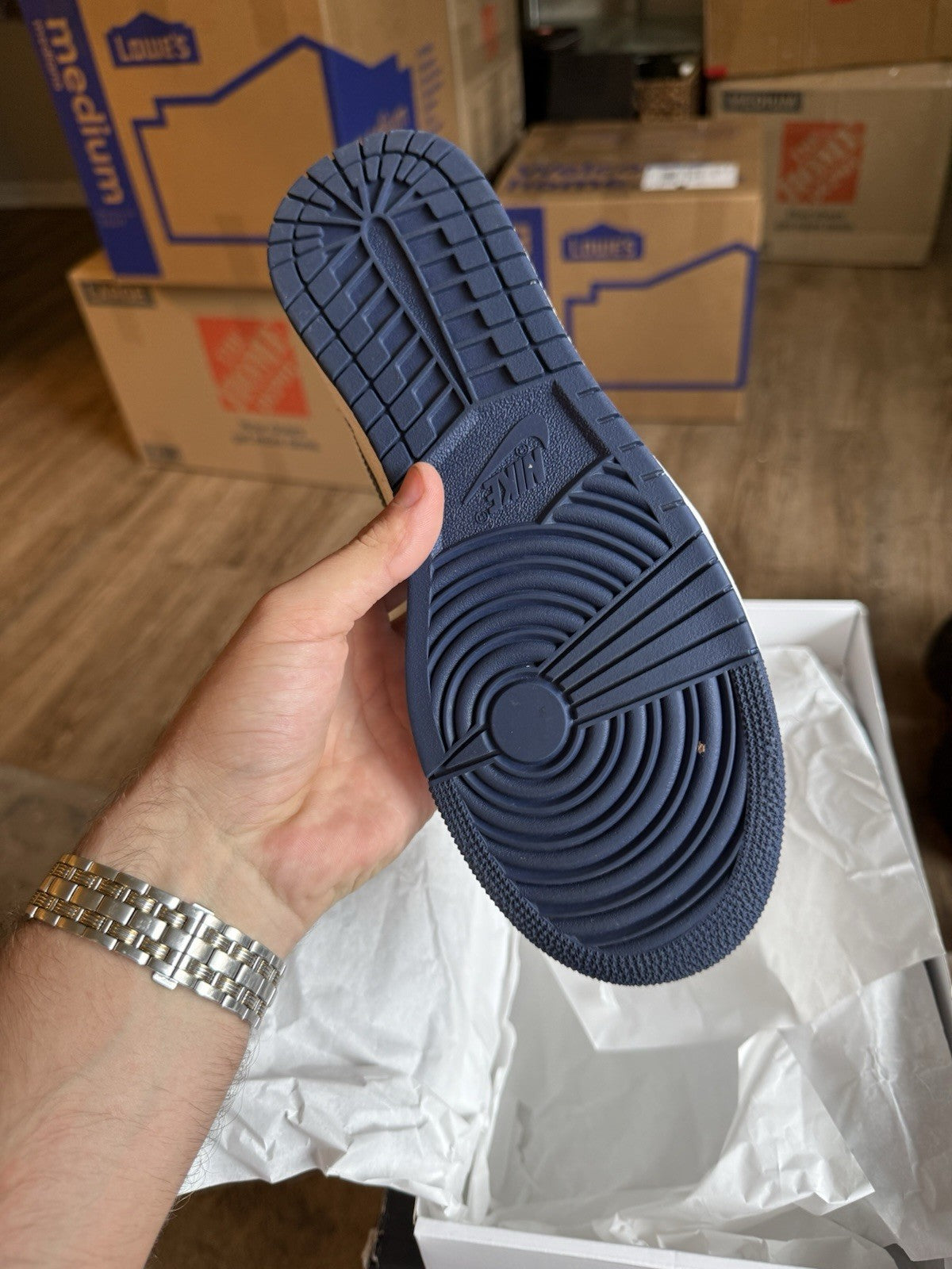 Size 8 - Nike Air Jordan 1 Low Retro ‘85 Metallic Navy White