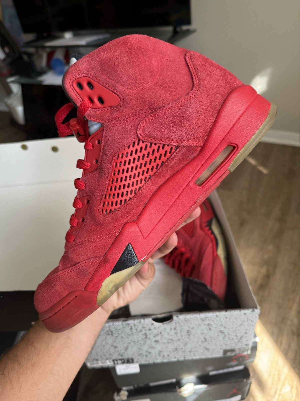 Size 10.5 - Air Jordan 5 Retro Red Suede