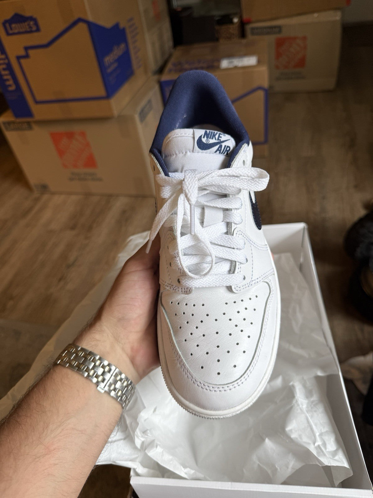 Size 8 - Nike Air Jordan 1 Low Retro ‘85 Metallic Navy White