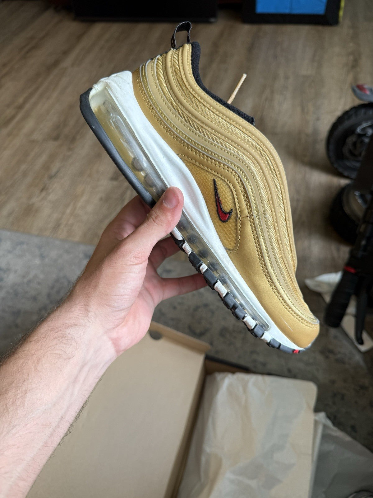 Size 9.5W/8M - Nike Air Max 97 OG Metallic Gold