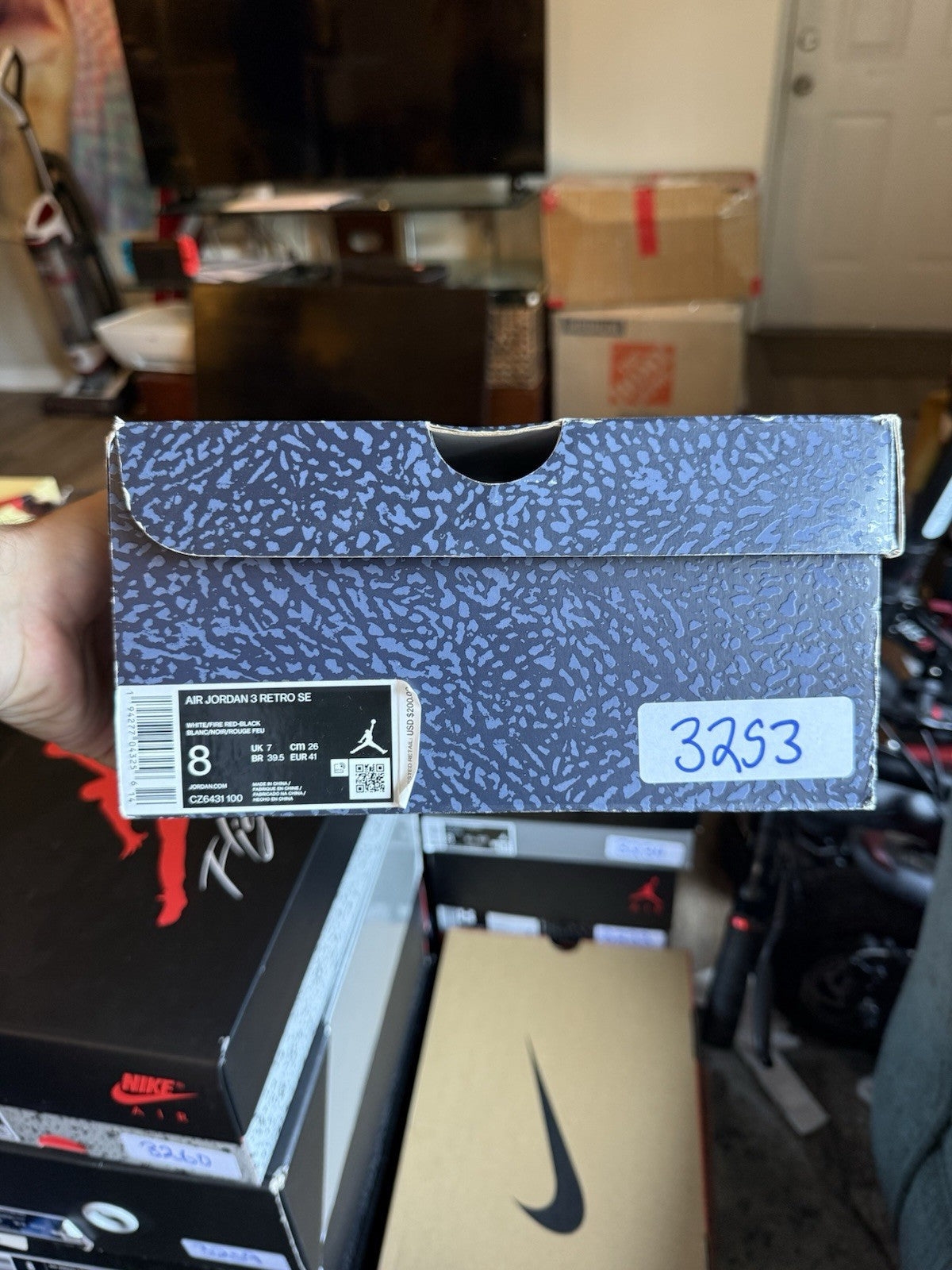 Size 8 - Jordan 3 Retro Fire Red Denim