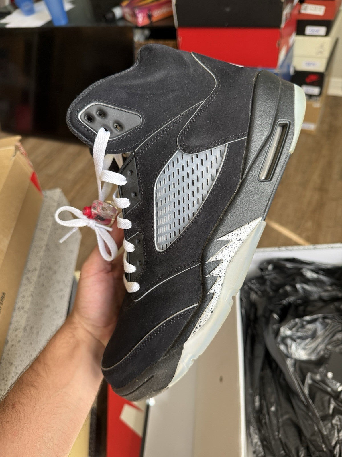 Size 10.5 - Jordan 5 Retro Black Metallic Reimagined