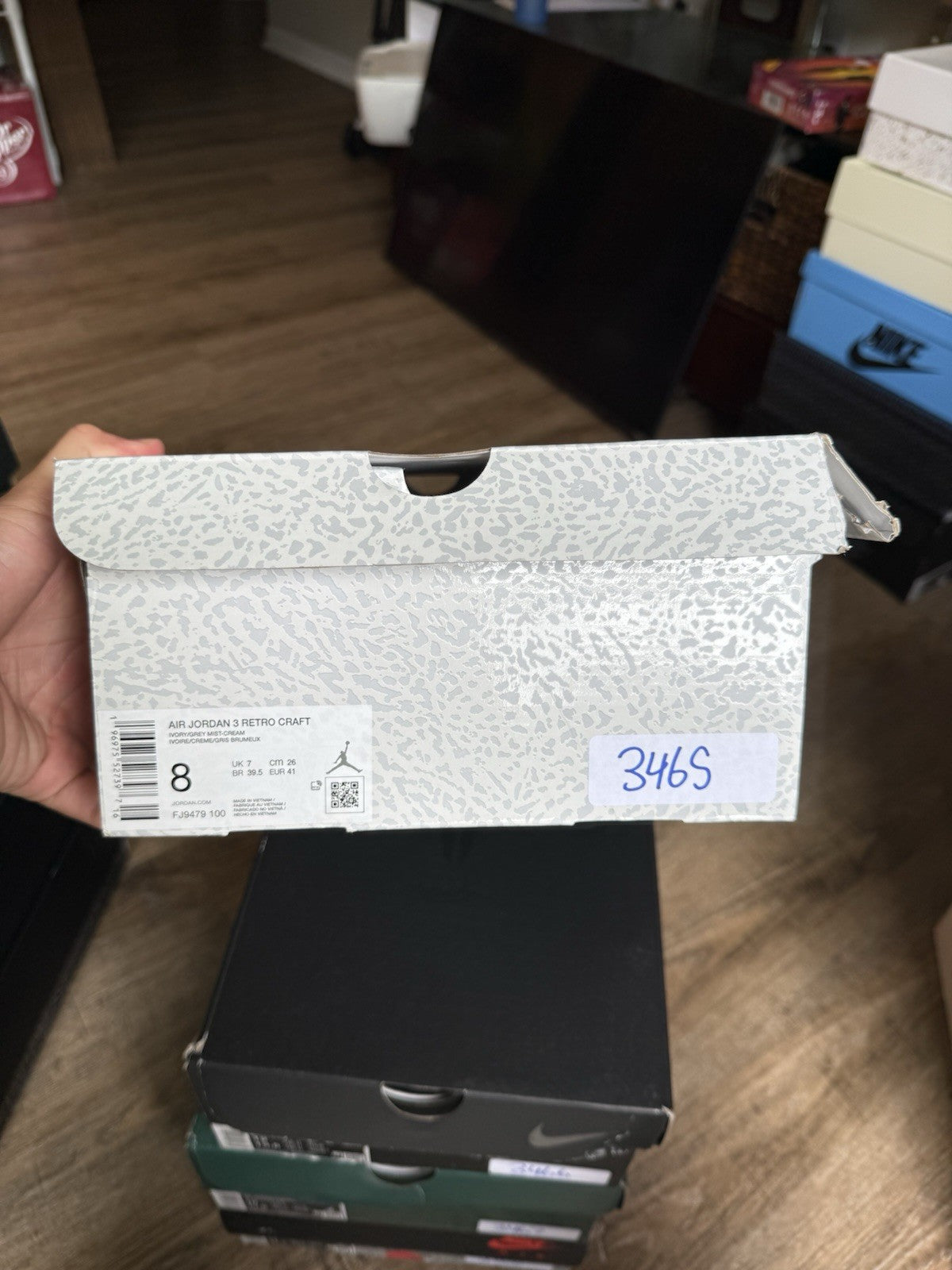 Size 8 -Jordan 3 Craft Ivory