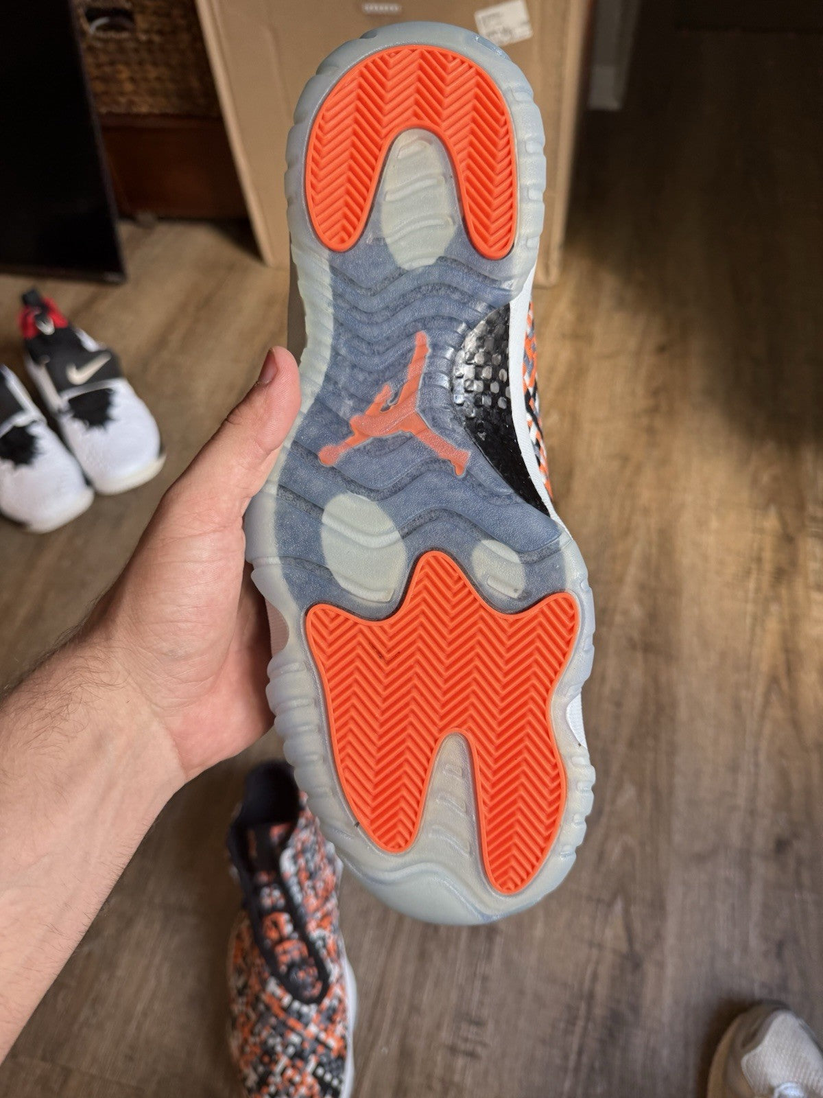 Size 14 - Jordan Future Premium Easter Orange Black Suede