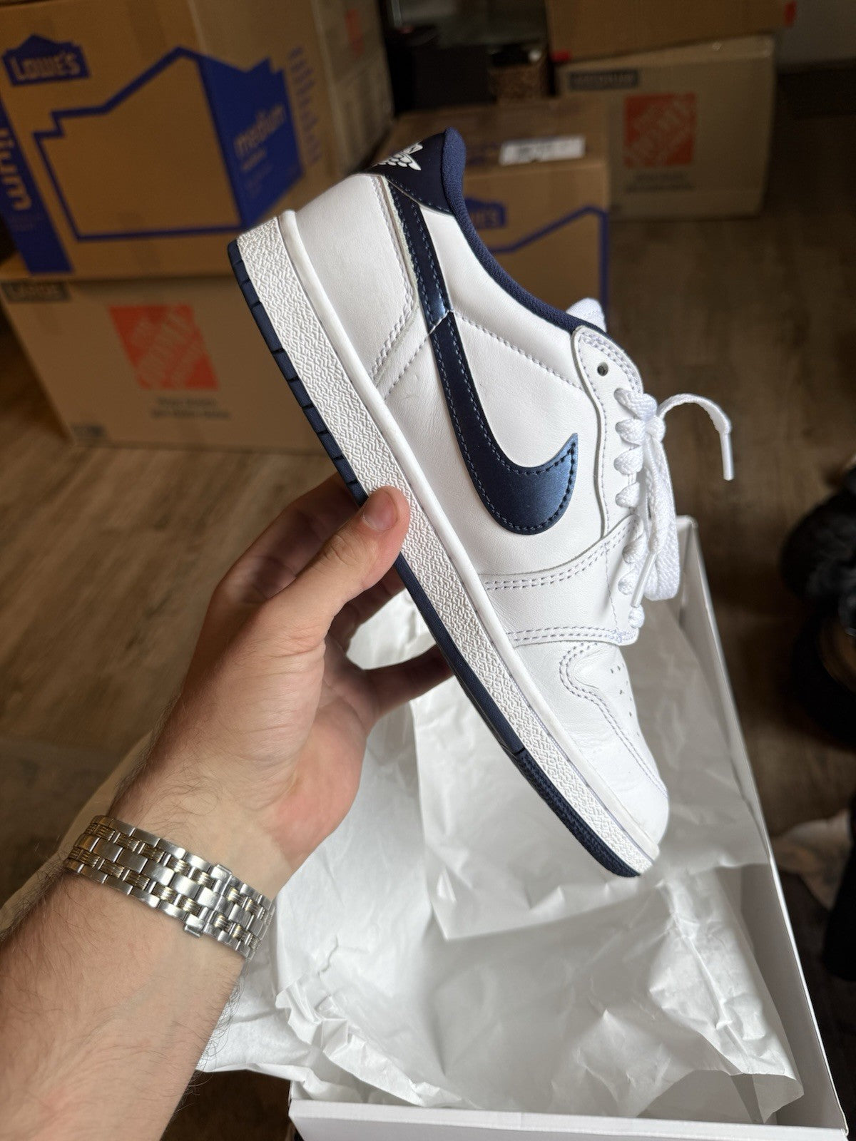 Size 8 - Nike Air Jordan 1 Low Retro ‘85 Metallic Navy White