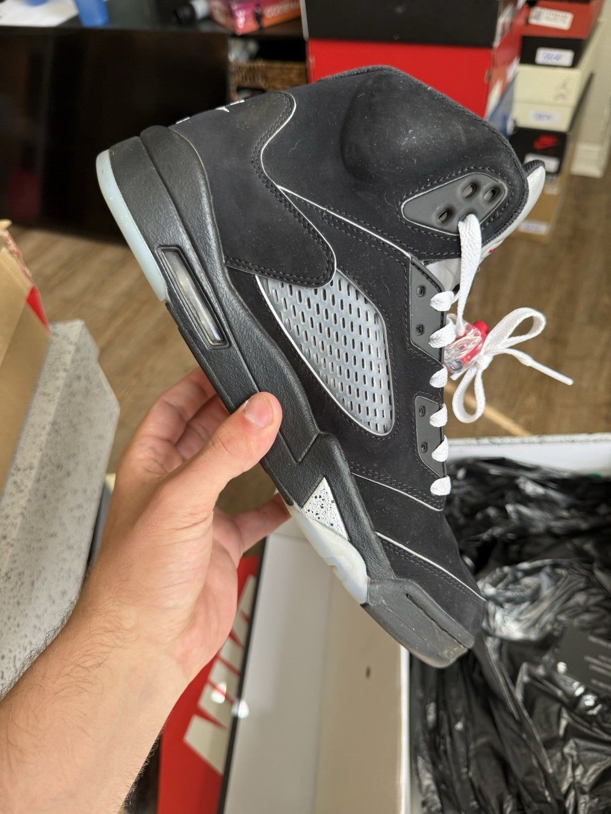 Size 10.5 - Jordan 5 Retro Black Metallic Reimagined