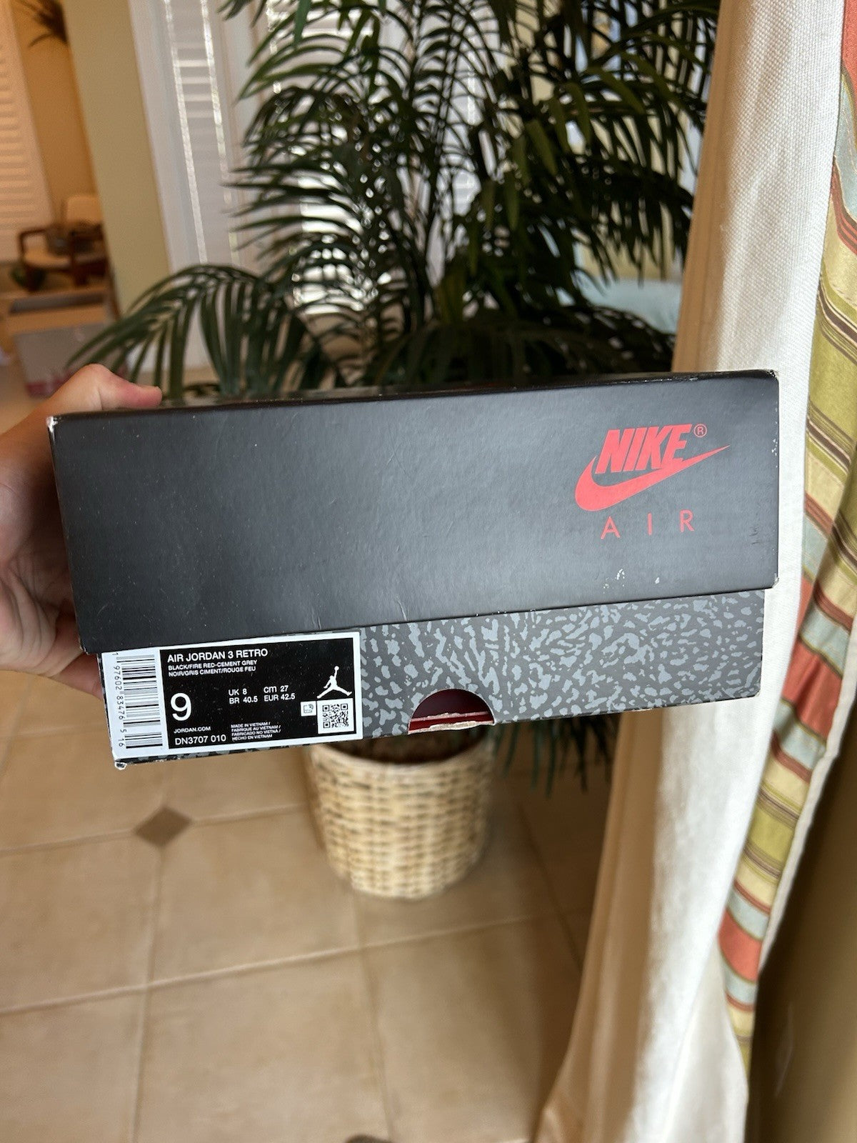 Air Jordan 3 Reimagined Black Cement 2024 Size 9