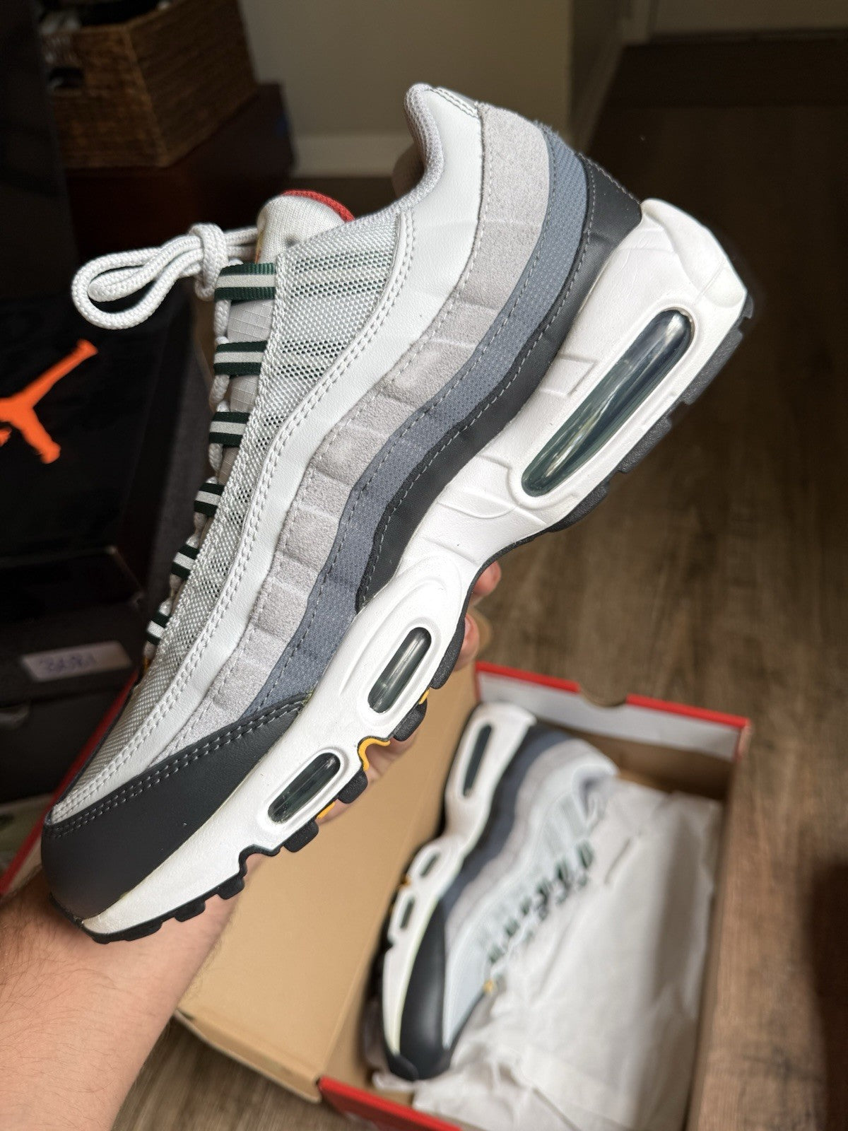 Size 11 - Air Max 95 Prep School Pure Platinum Gorge Green