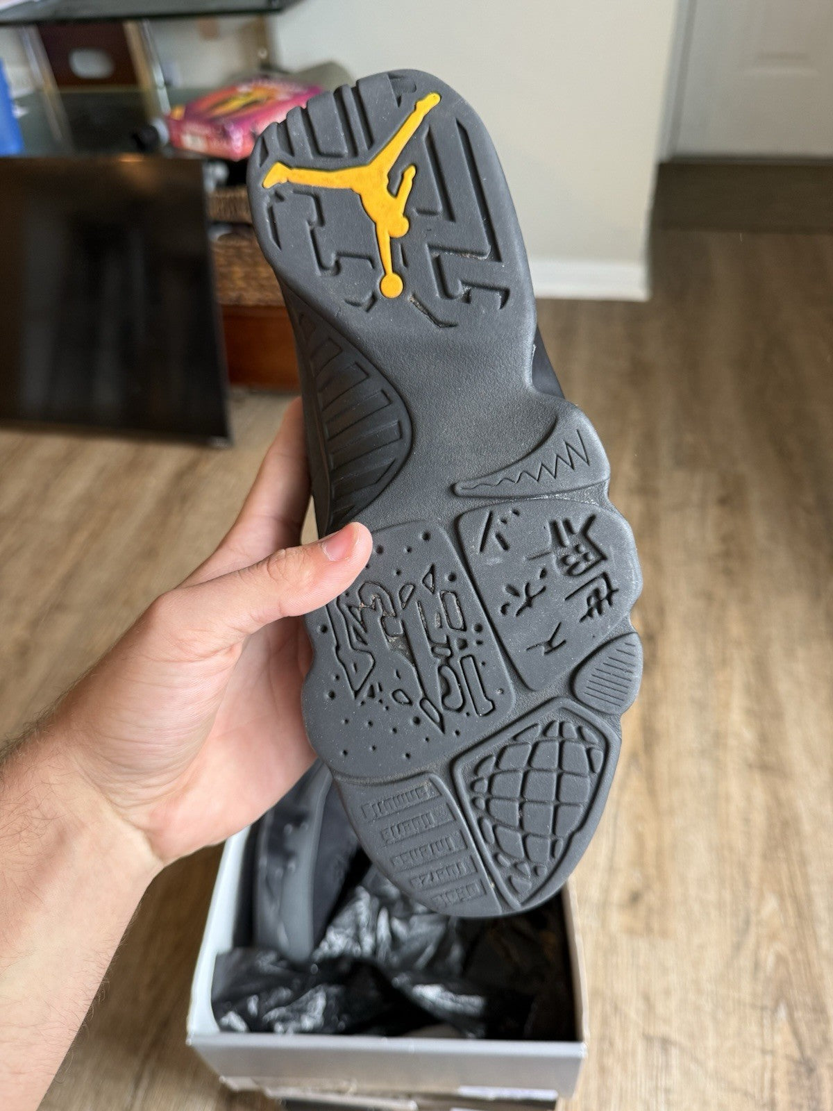 Size 8.5 - Jordan 9 Retro Dark Charcoal University Gold