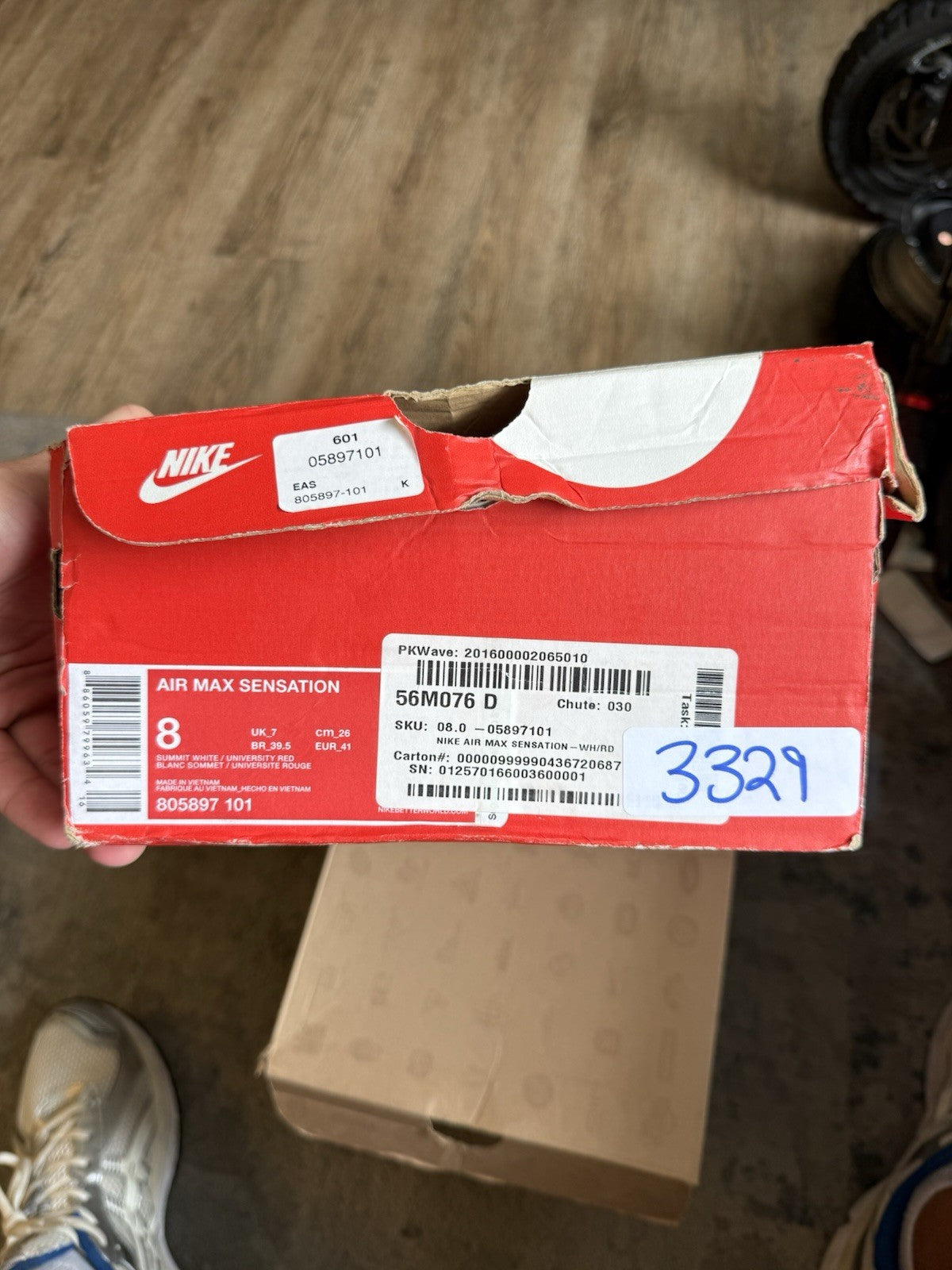 Size 8 - Nike Air Max Sensation Summit White/University Red