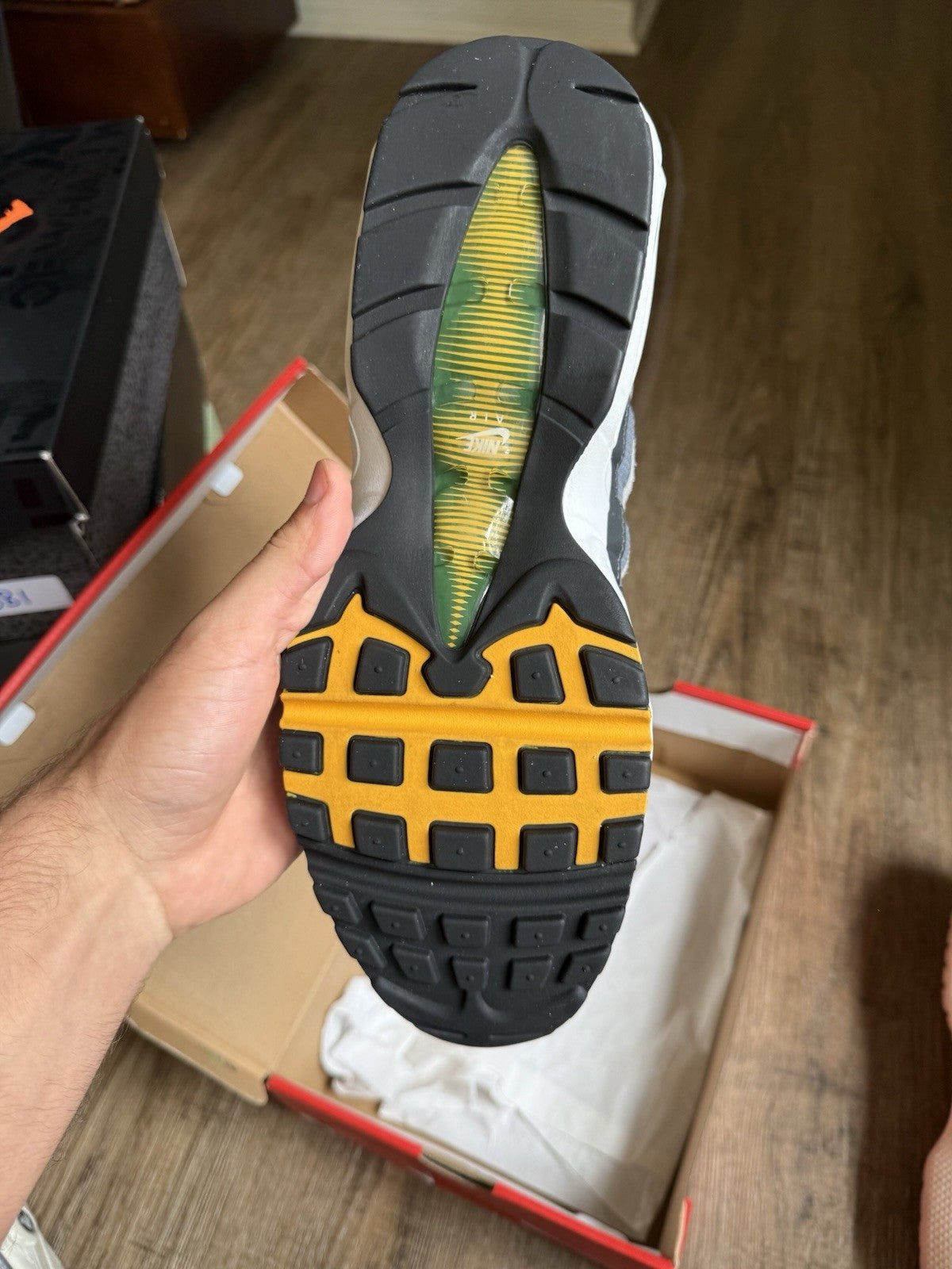 Size 11 - Air Max 95 Prep School Pure Platinum Gorge Green