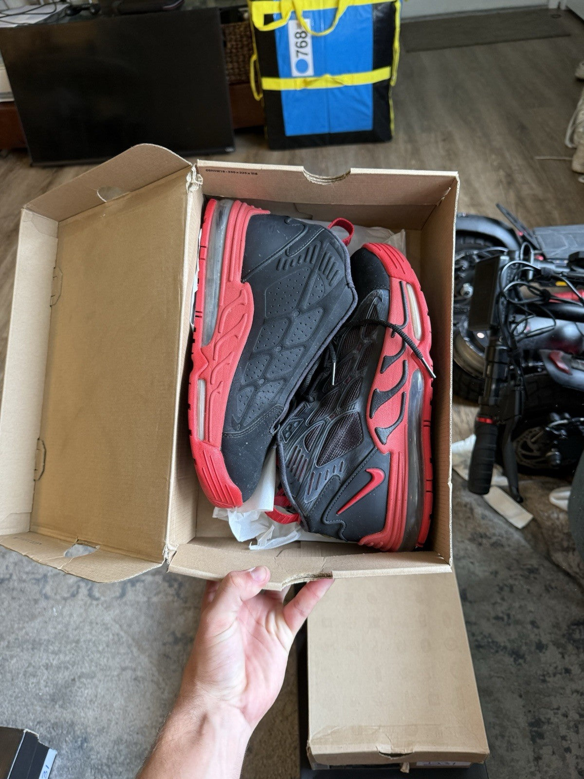 Size 8.5 - Nike Air Max Pillar Black Sport Red Basketball (SEPERATION)