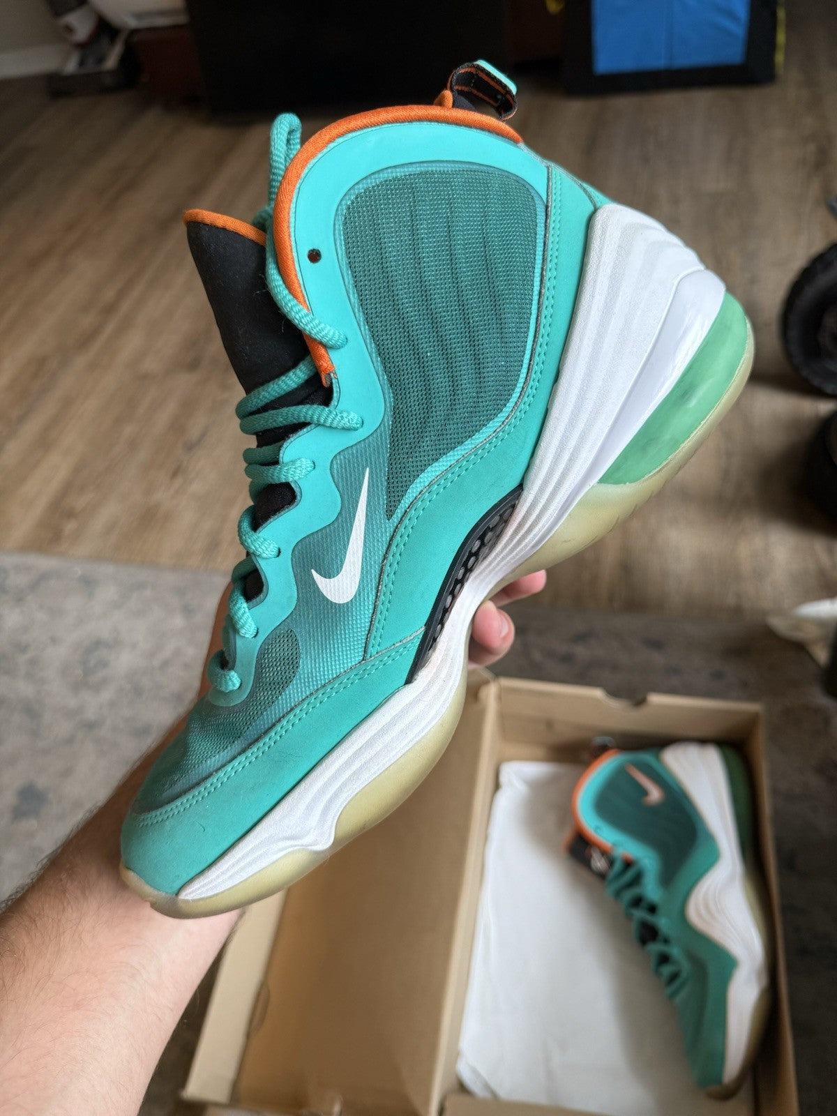 Size 8.5 - Nike Air Penny 5 Miami Dolphins (SEPERATION)