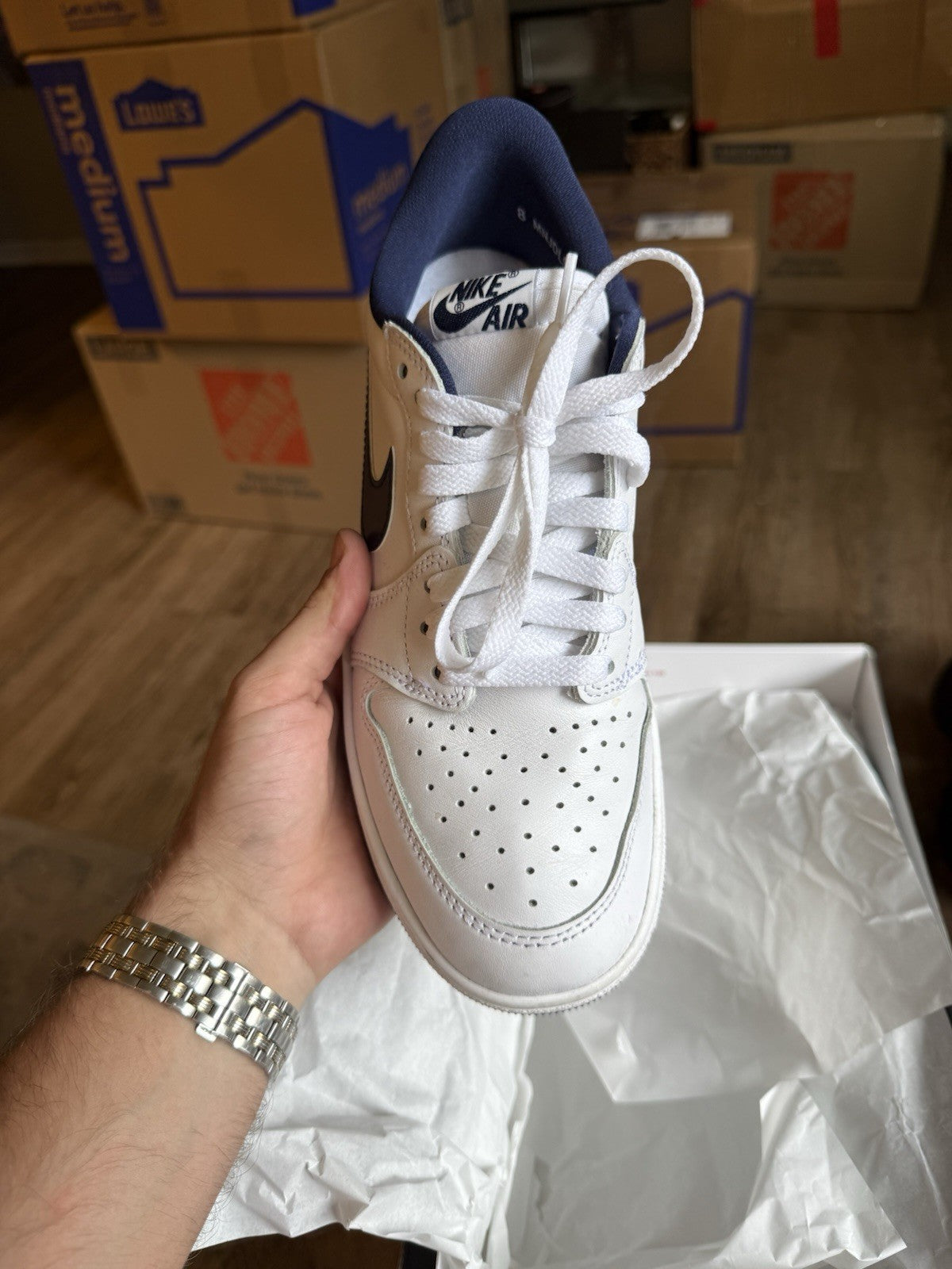 Size 8 - Nike Air Jordan 1 Low Retro ‘85 Metallic Navy White