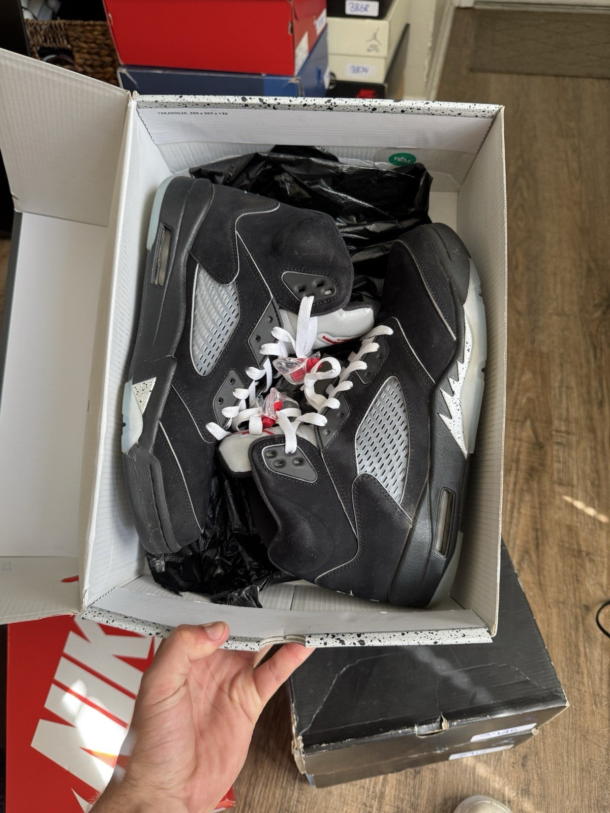 Size 10.5 - Jordan 5 Retro Black Metallic Reimagined