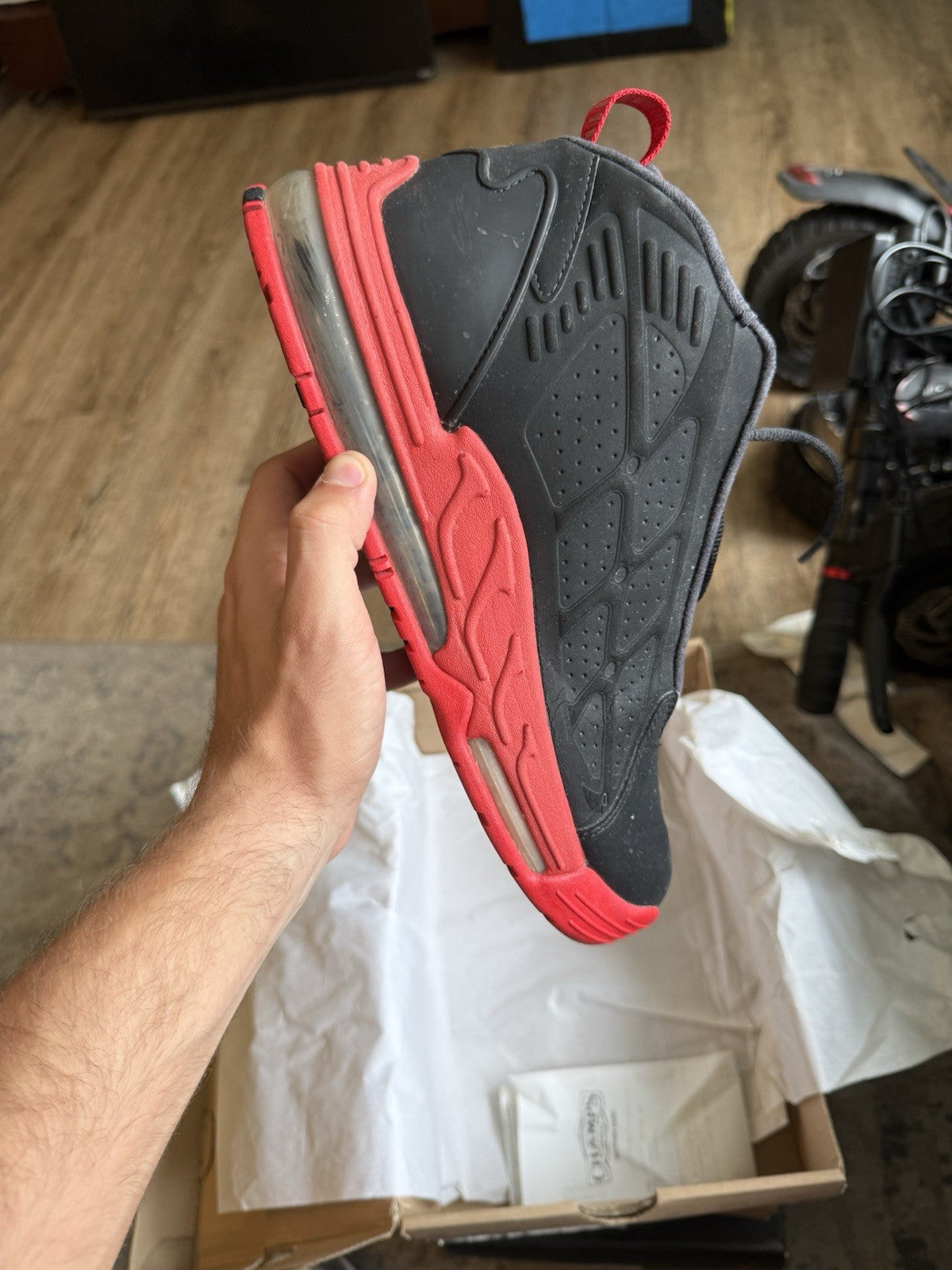 Size 8.5 - Nike Air Max Pillar Black Sport Red Basketball (SEPERATION)
