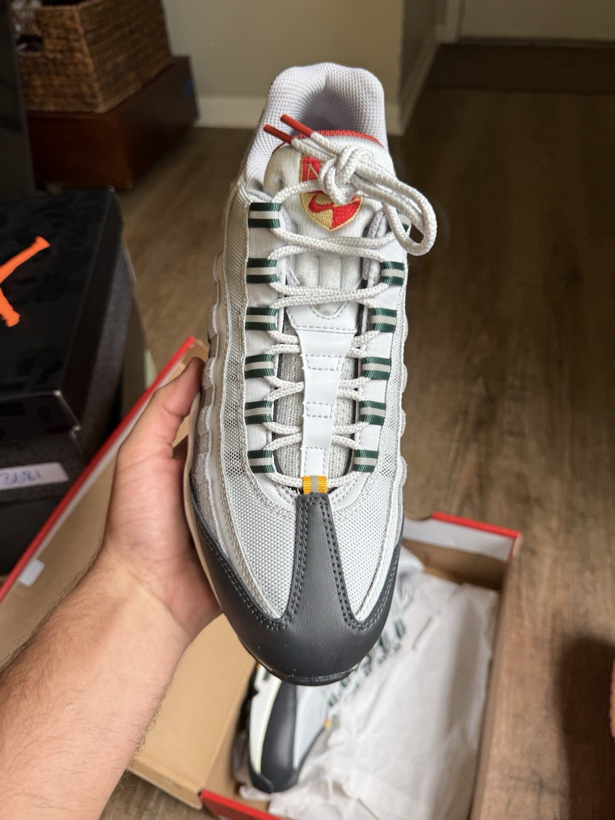 Size 11 - Air Max 95 Prep School Pure Platinum Gorge Green