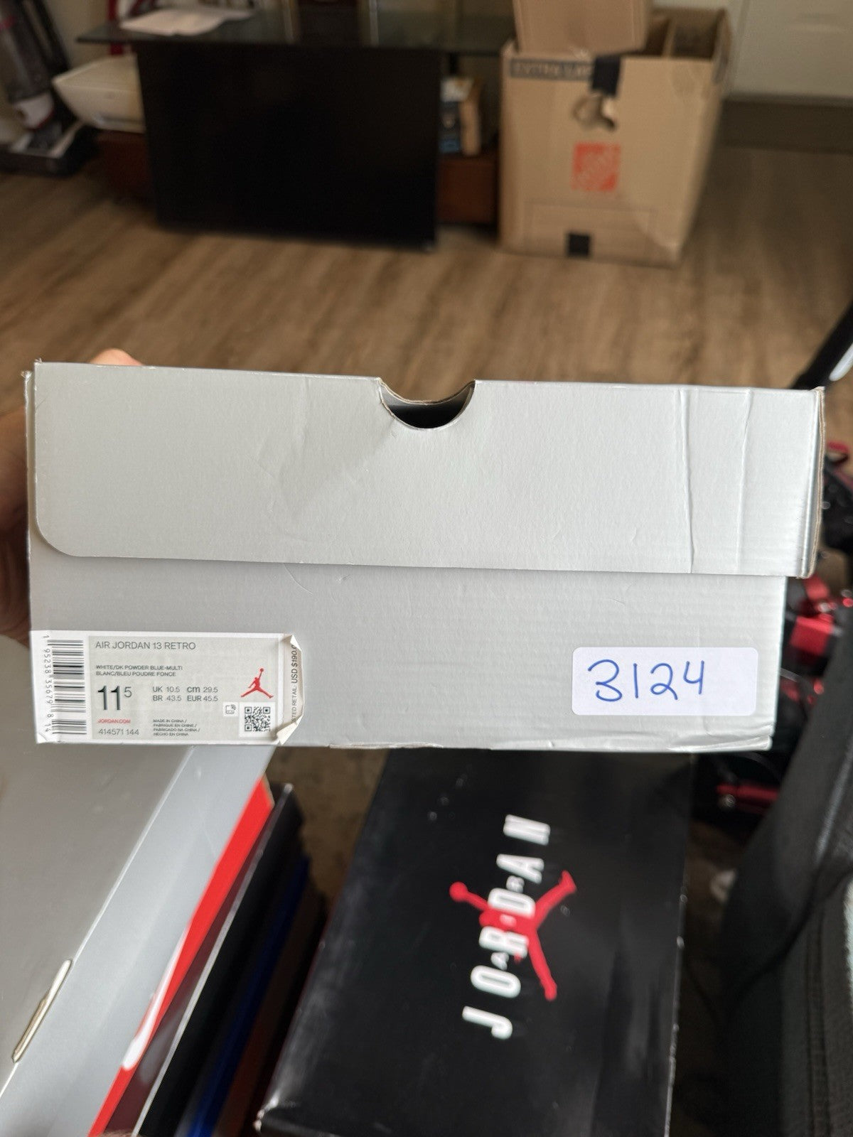 Size 11.5 - Jordan 13 Obsidian Powder White