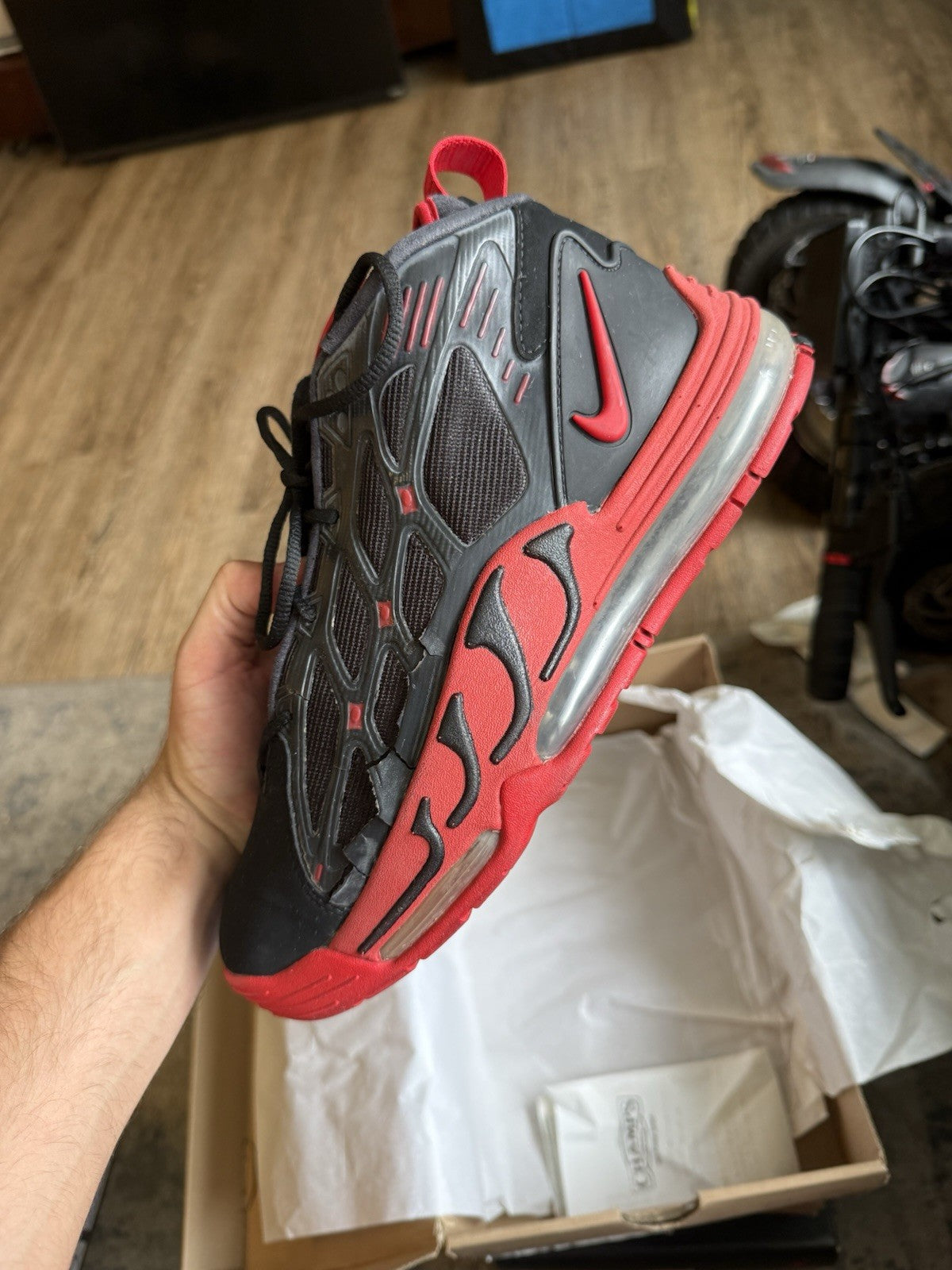 Size 8.5 - Nike Air Max Pillar Black Sport Red Basketball (SEPERATION)