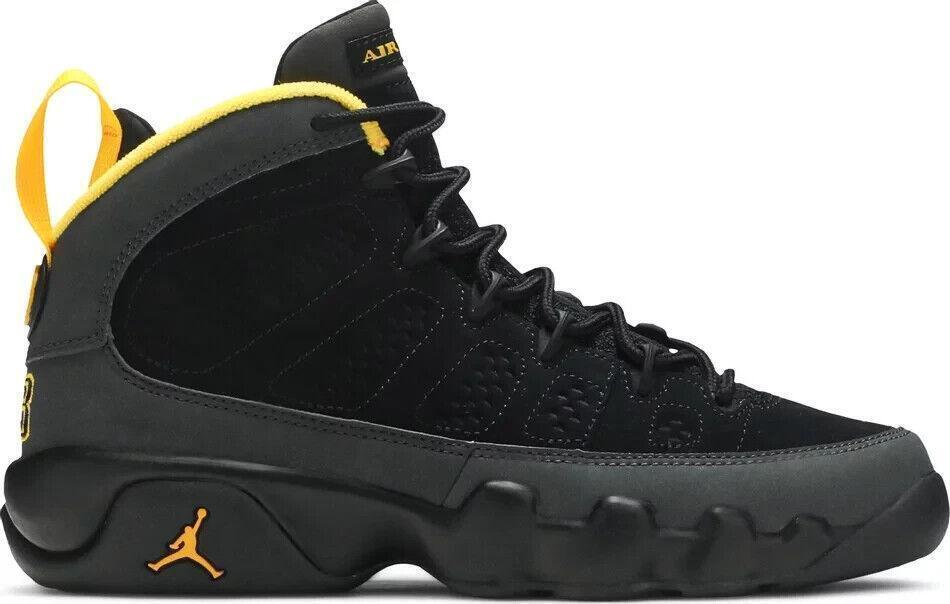 Size 8.5 - Jordan 9 Retro Dark Charcoal University Gold