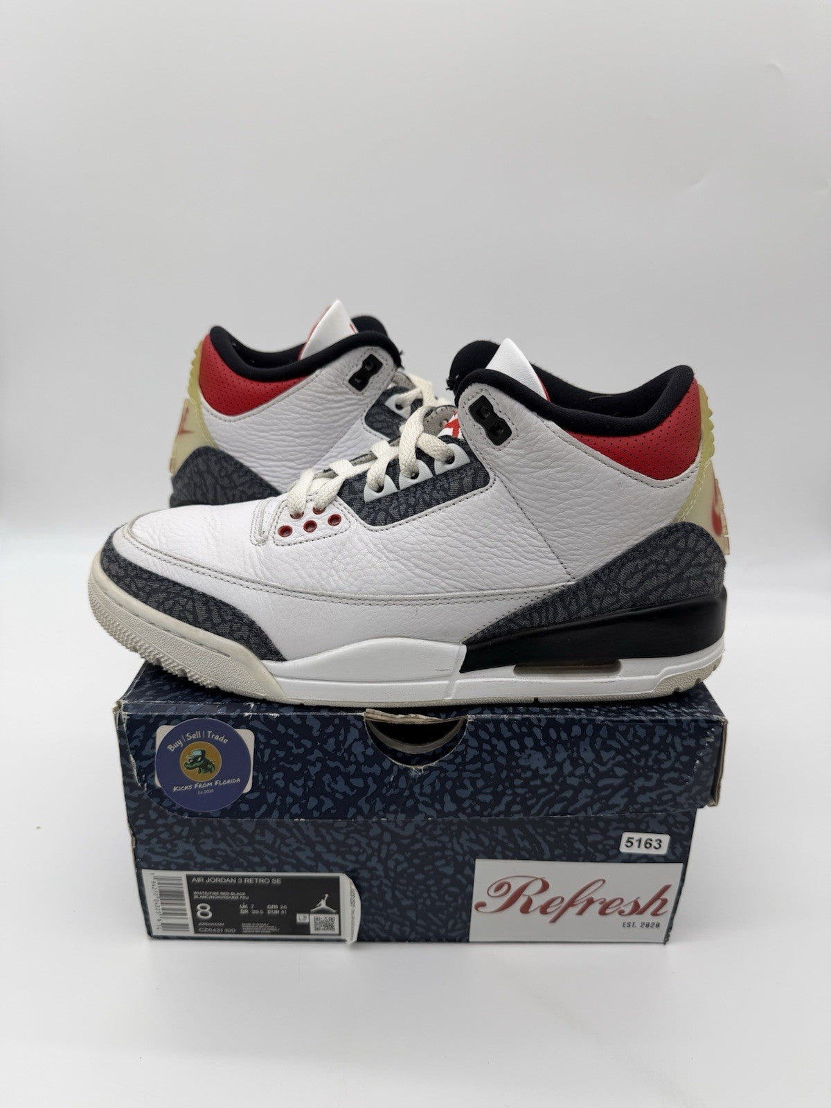 Size 8 - Jordan 3 Retro SE Fire Red Denim