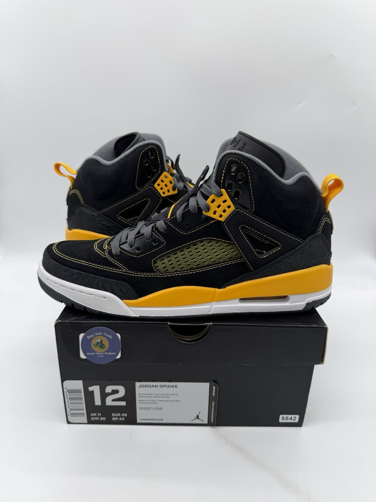 Size 12 - Jordan Spizike Black University Gold (Brand New)