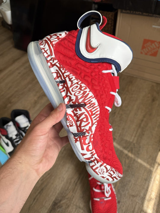 Size 14 - Lebron 17 Graffiti Remix Red