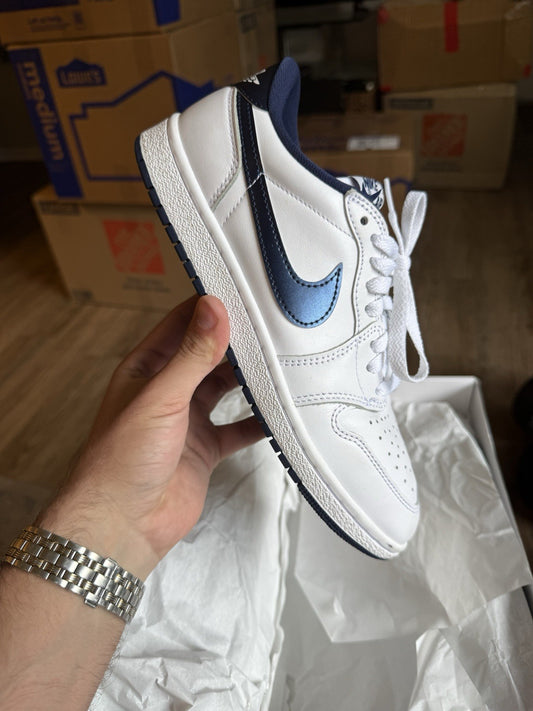 Size 8 - Nike Air Jordan 1 Low Retro ‘85 Metallic Navy White