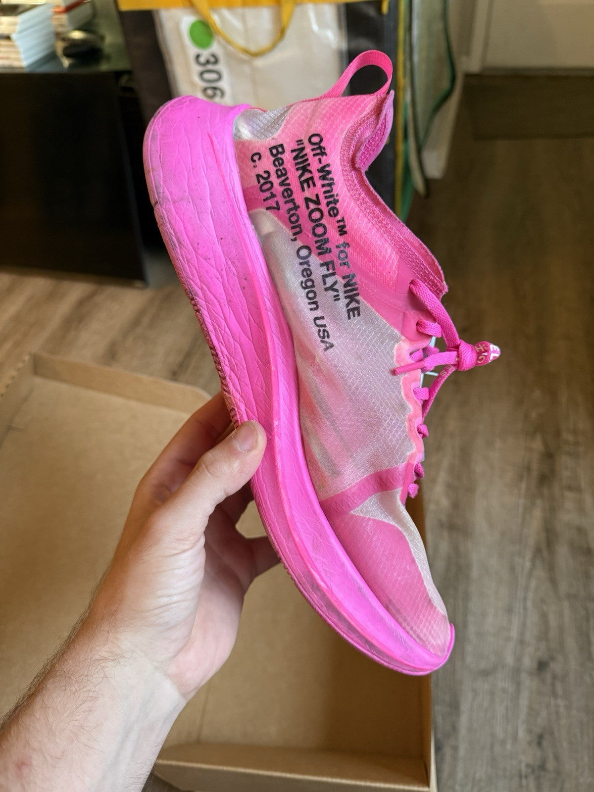 Size 11.5 - Nike Off-White x Zoom Fly SP Pink