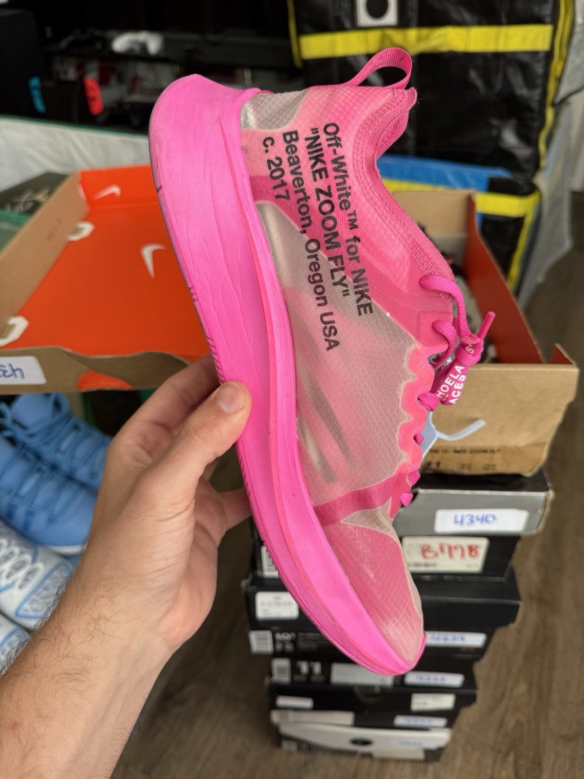Size 11 - Nike Off-White x Zoom Fly SP Pink