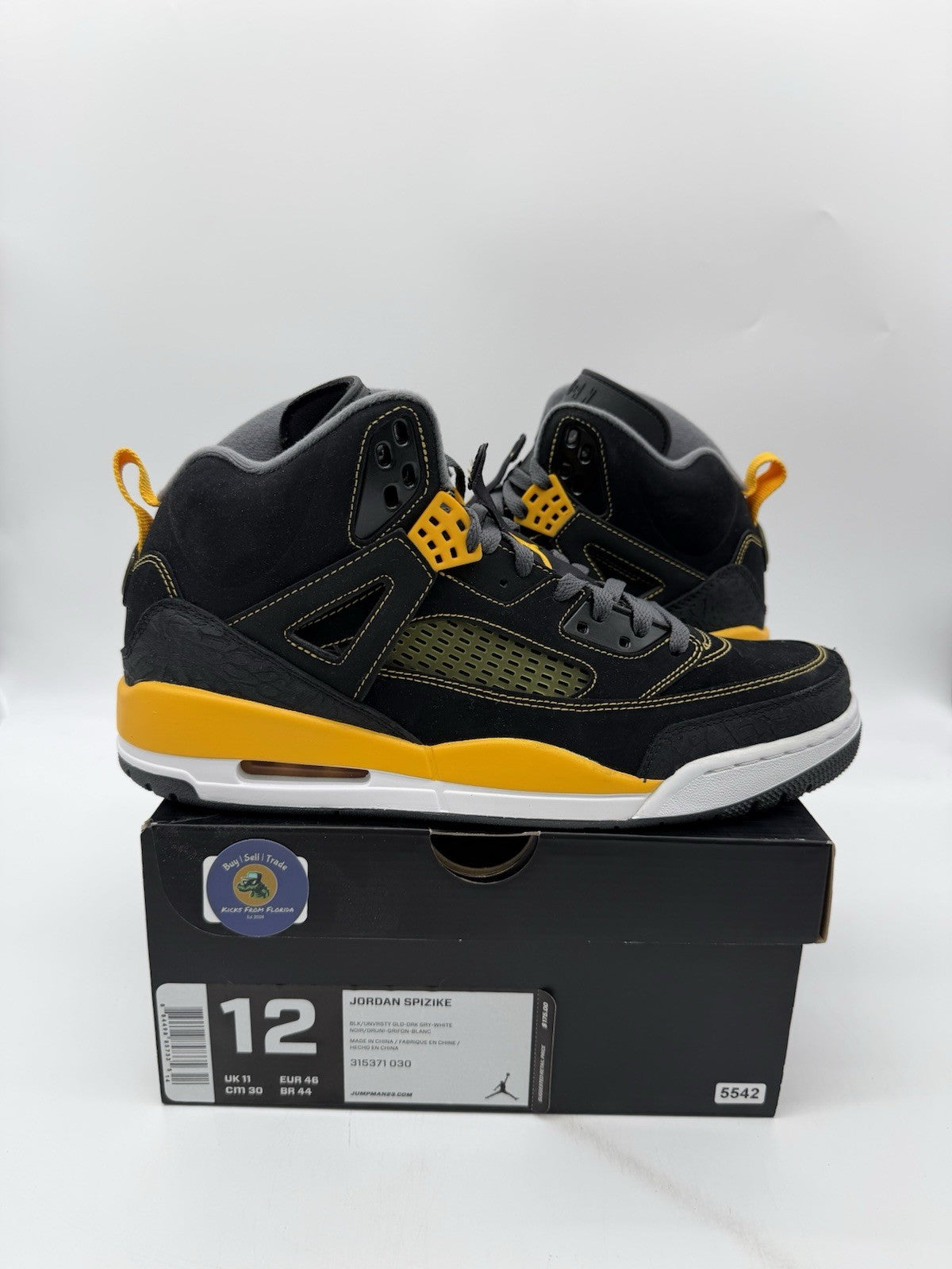 Size 12 - Jordan Spizike Black University Gold (Brand New)