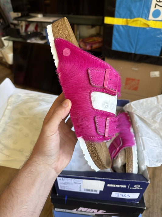 Size 13 - Birkenstock Arizona Hairy Sandal Hyper Pink Concepts (46EU)