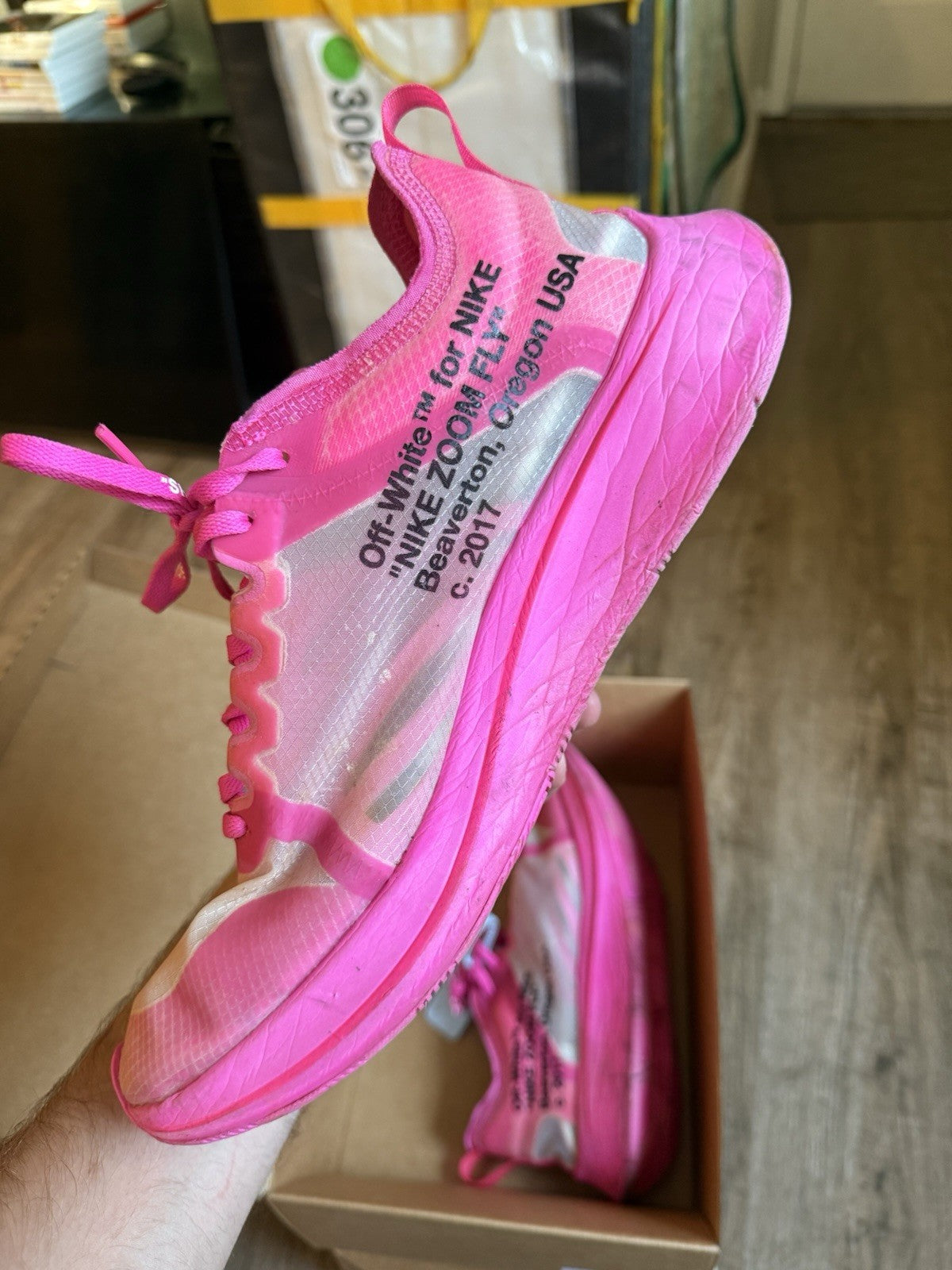 Size 11.5 - Nike Off-White x Zoom Fly SP Pink