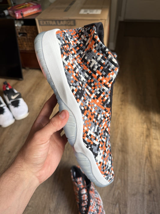 Size 14 - Jordan Future Premium Easter Orange Black Suede