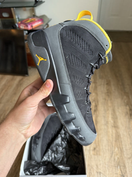Size 8.5 - Jordan 9 Retro Dark Charcoal University Gold