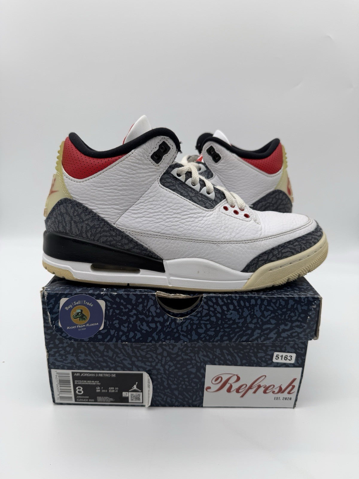 Size 8 - Jordan 3 Retro SE Fire Red Denim