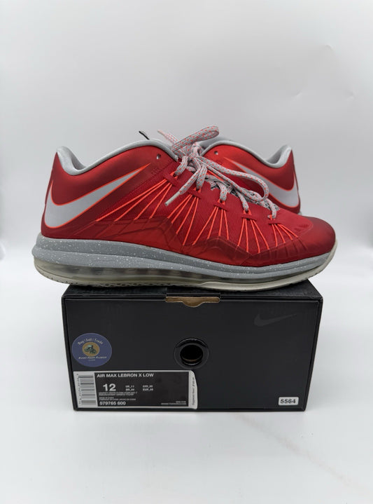 Size 12 -Nike Air Max Lebron 10 X Low Ohio State (Pre-Owned)