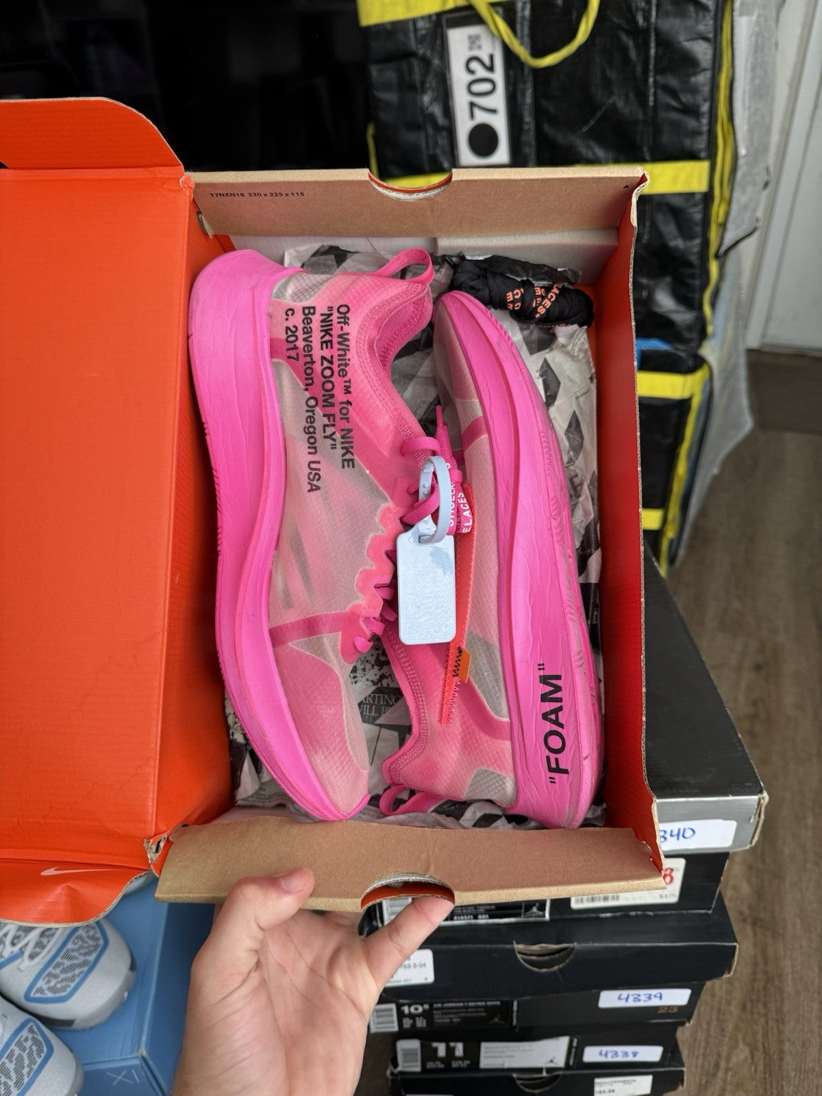 Size 11 - Nike Off-White x Zoom Fly SP Pink